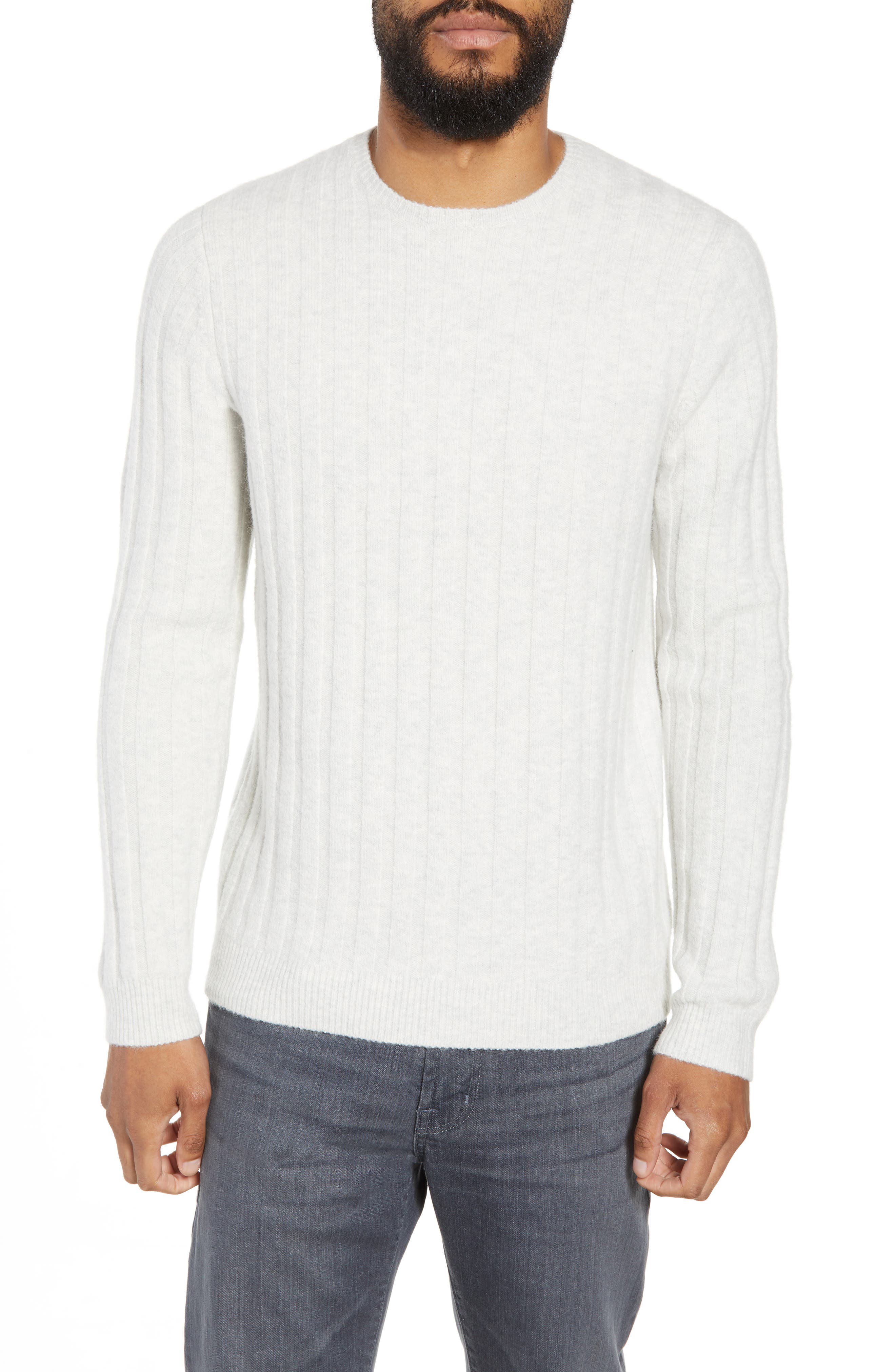 Calibrate Rib Crewneck Sweater, Grey