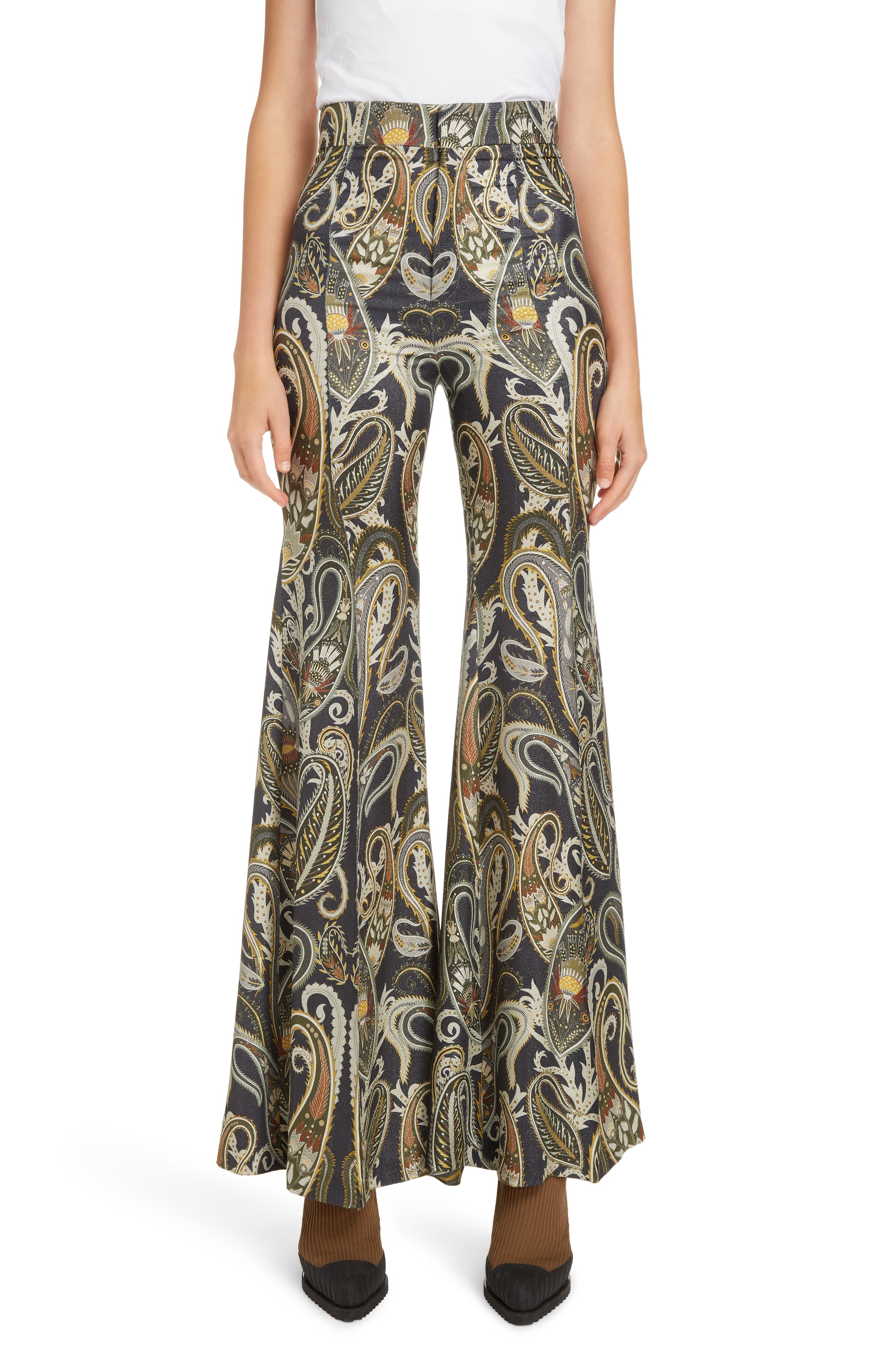 Chloe Paisley Silk Blend Flare Pants