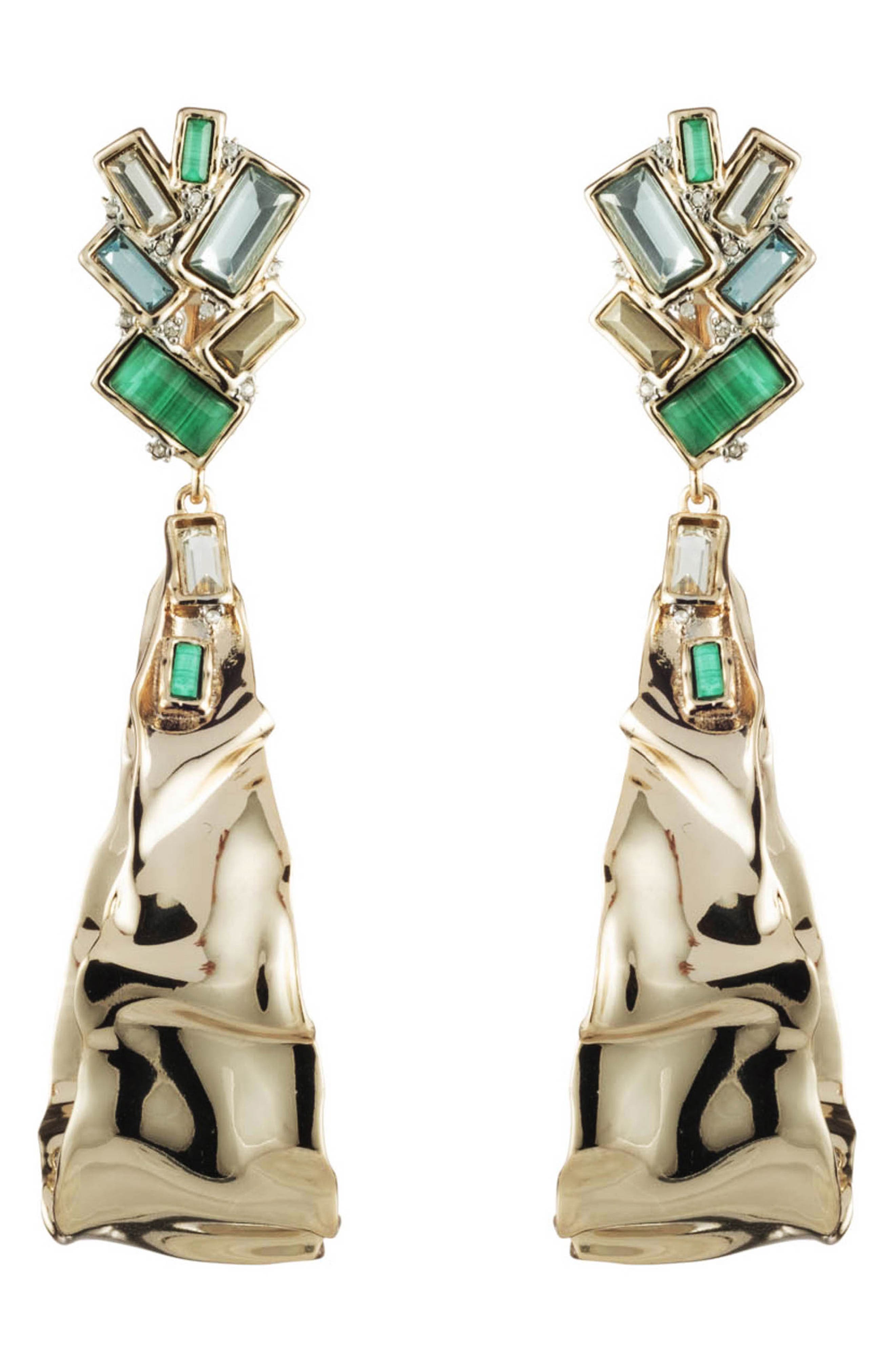 Alexis Bittar Retro Gold Collection Crumpled Drop Clip Earrings
