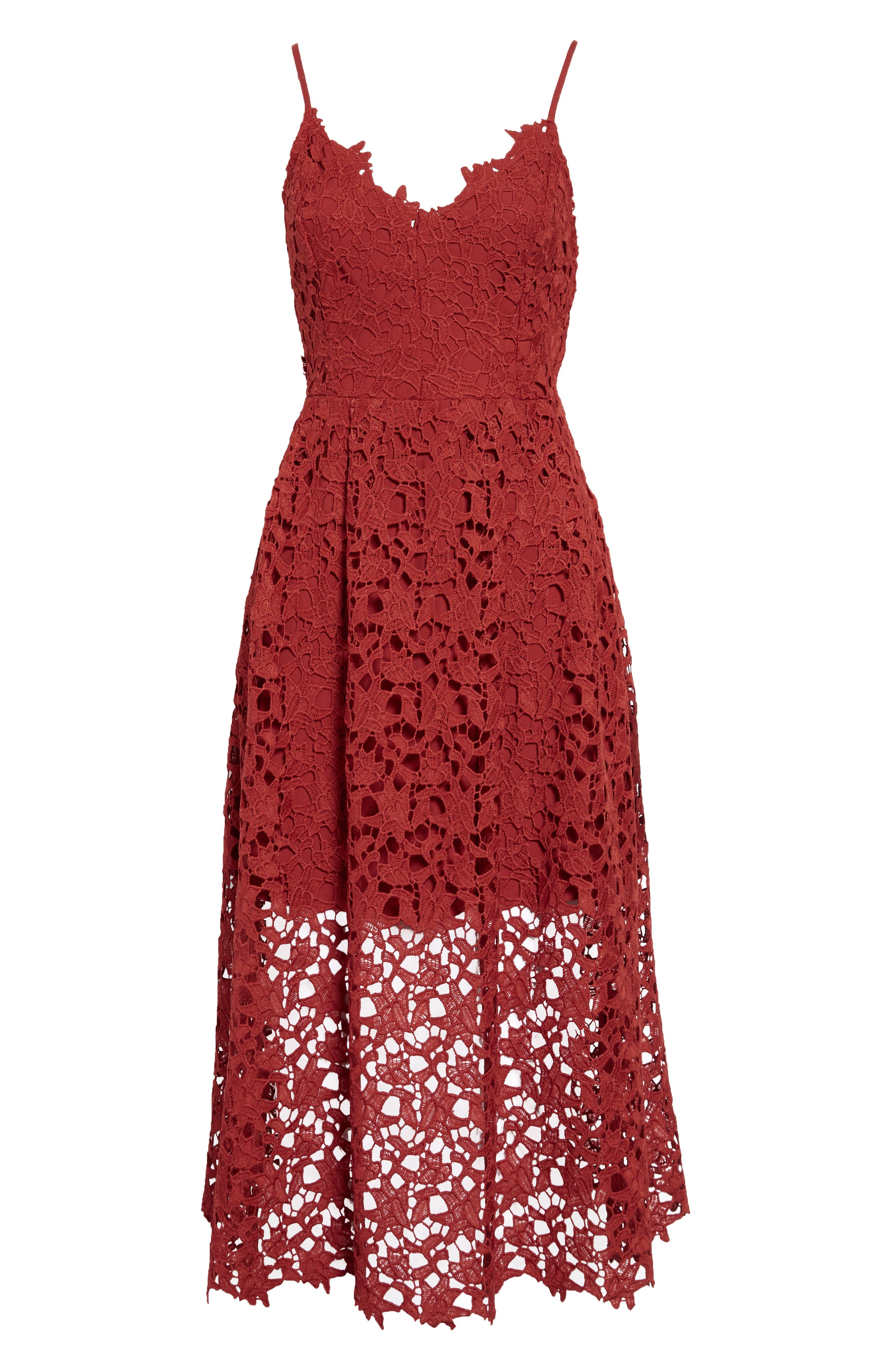 Astr the label lace midi sale dress red tannin