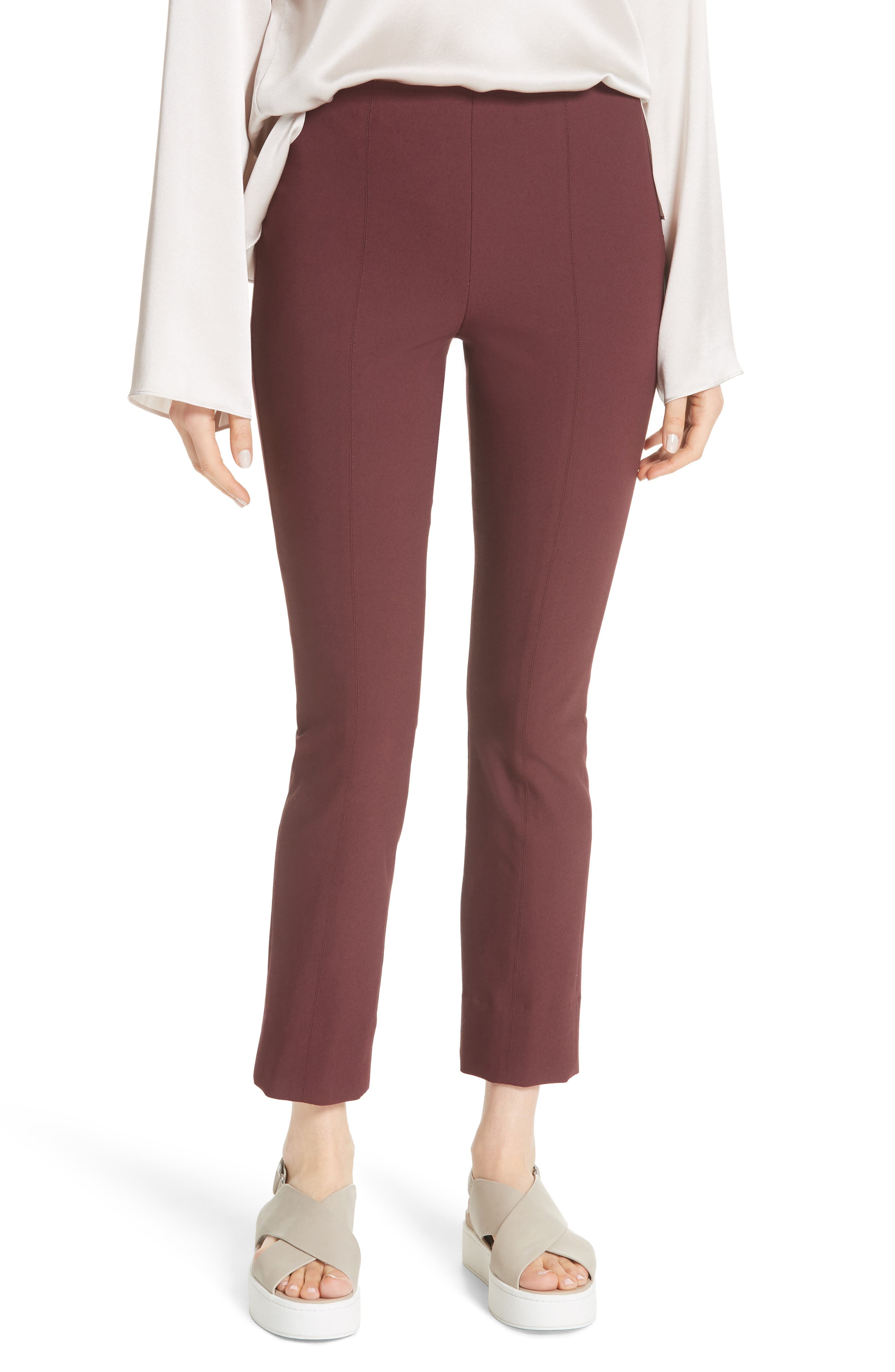 Vince Stitch Front Seam Leggings, Burgundy