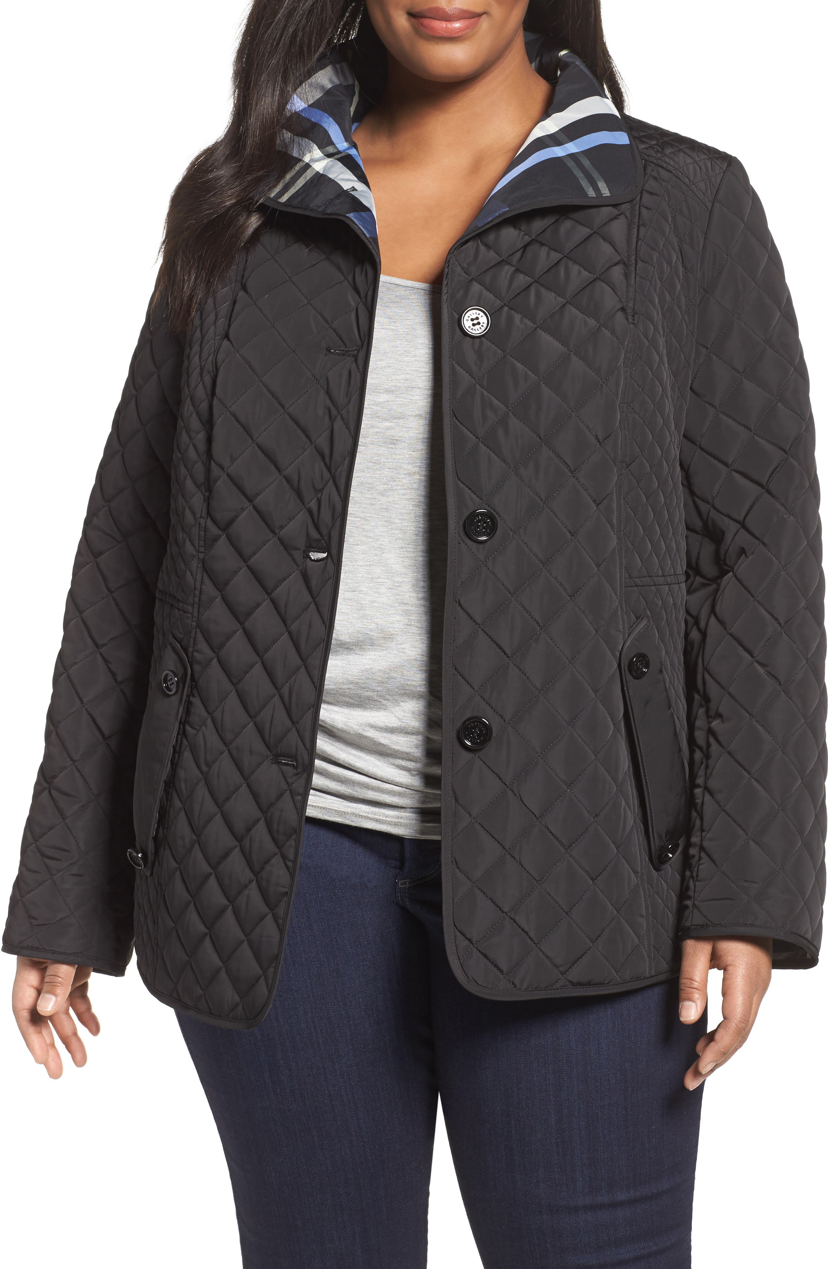 Gallery Plaid Lined Quilted Barn Jacket (Plus Size) Nordstrom