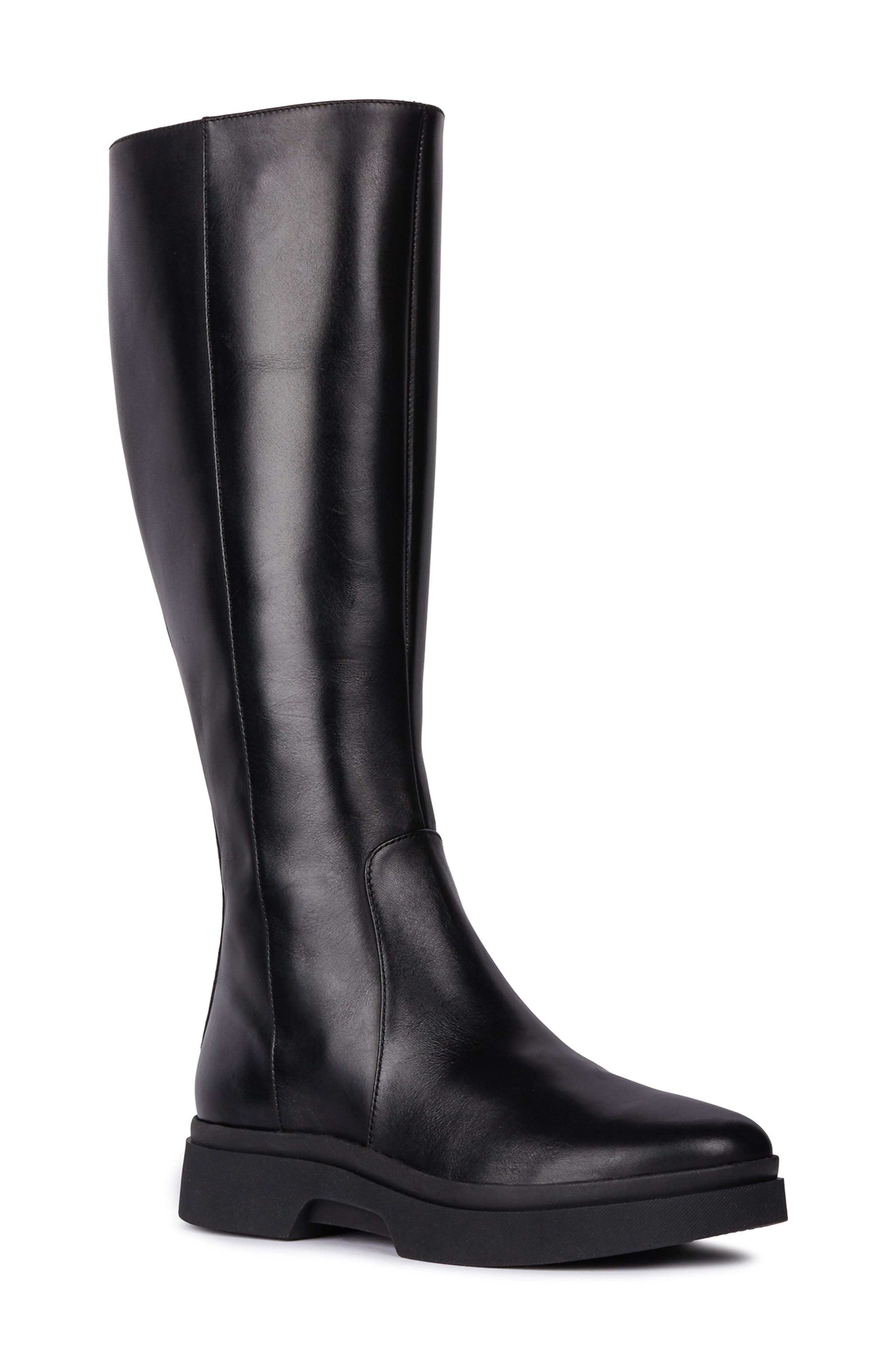 Geox Myluse Knee High Platform Waterproof Boot, Black