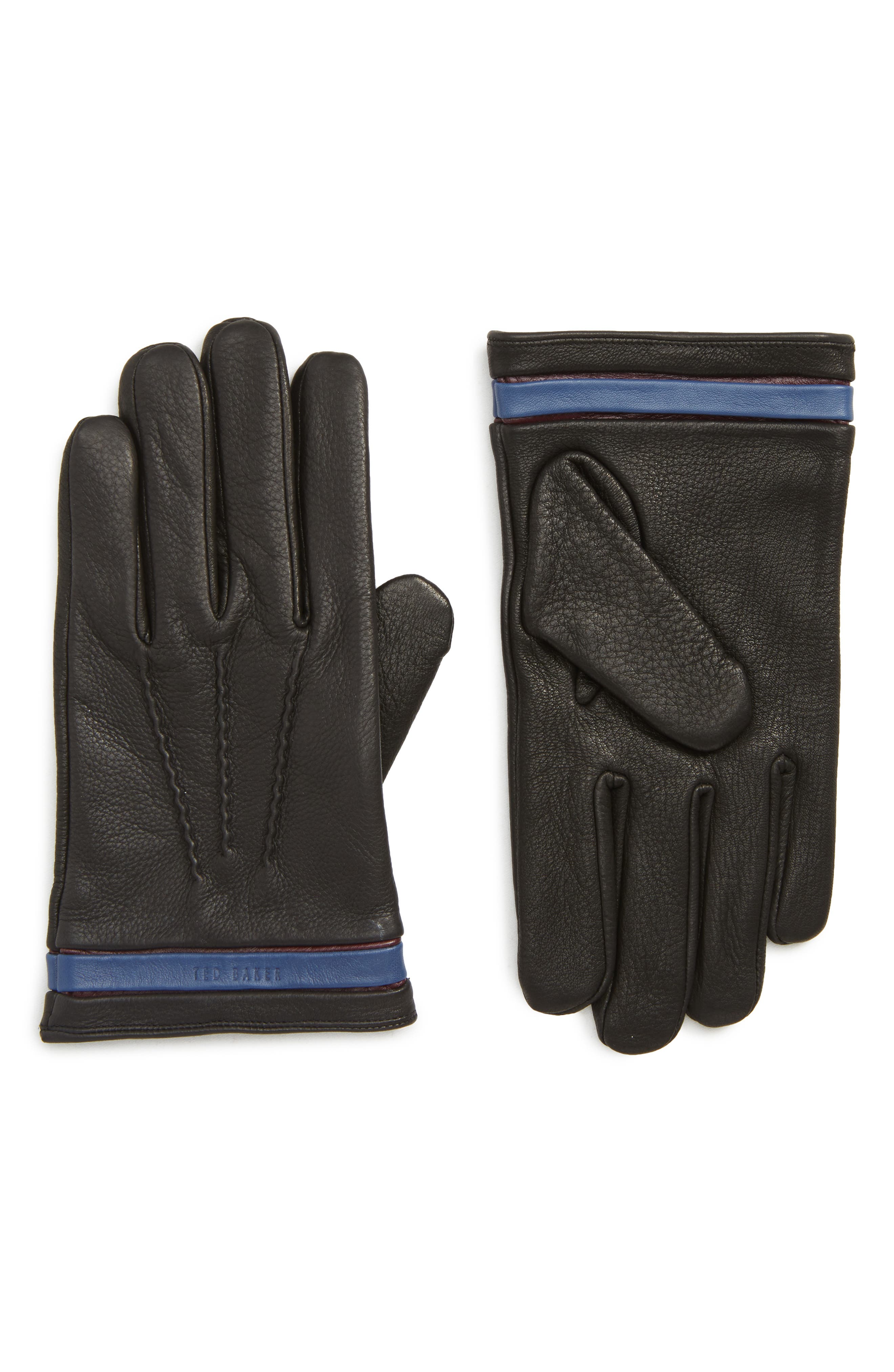 Ted Baker London Tipped Leather Touchscreen Gloves, Black