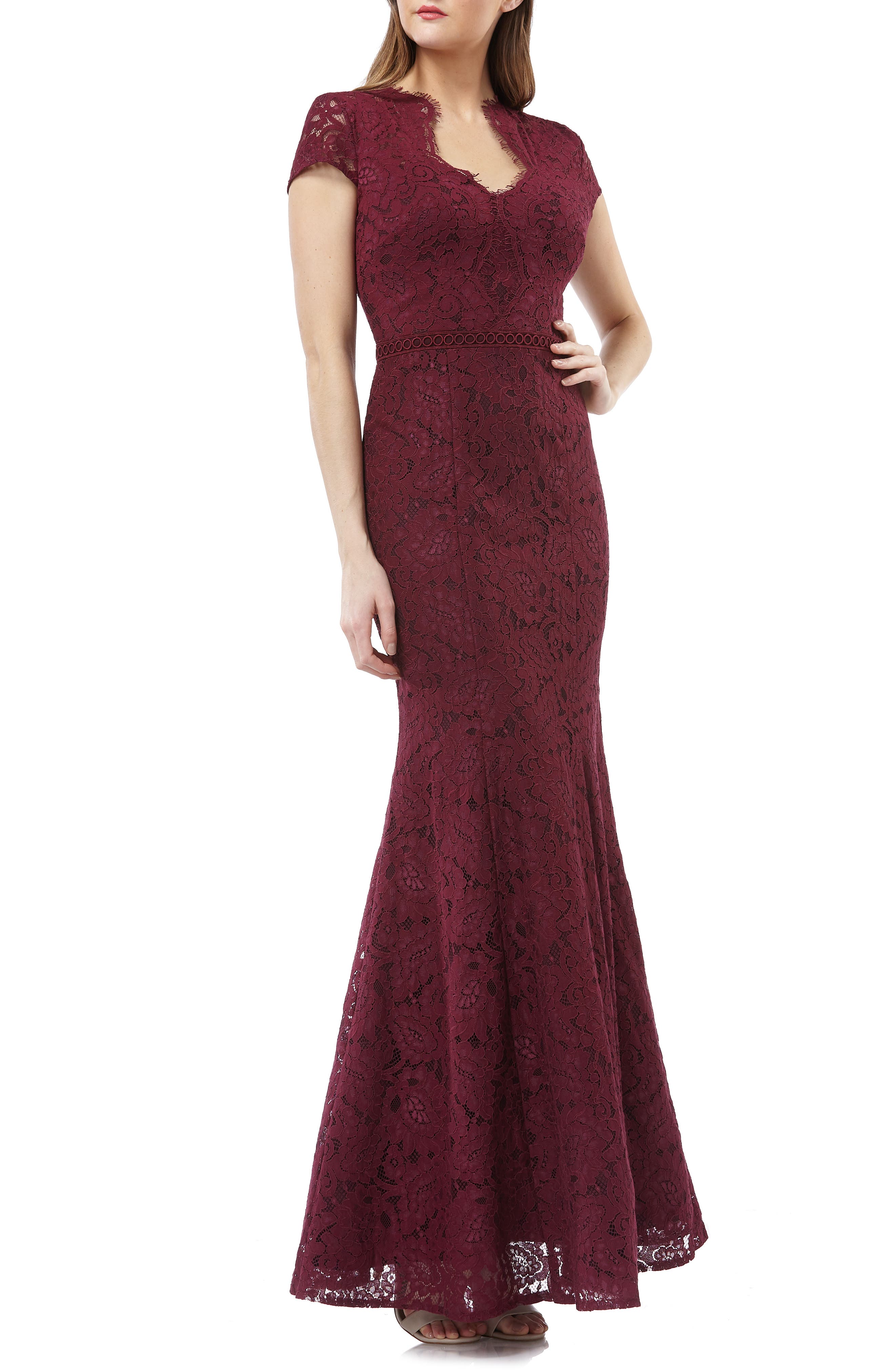 Js Collections Lace Mermaid Gown, Red