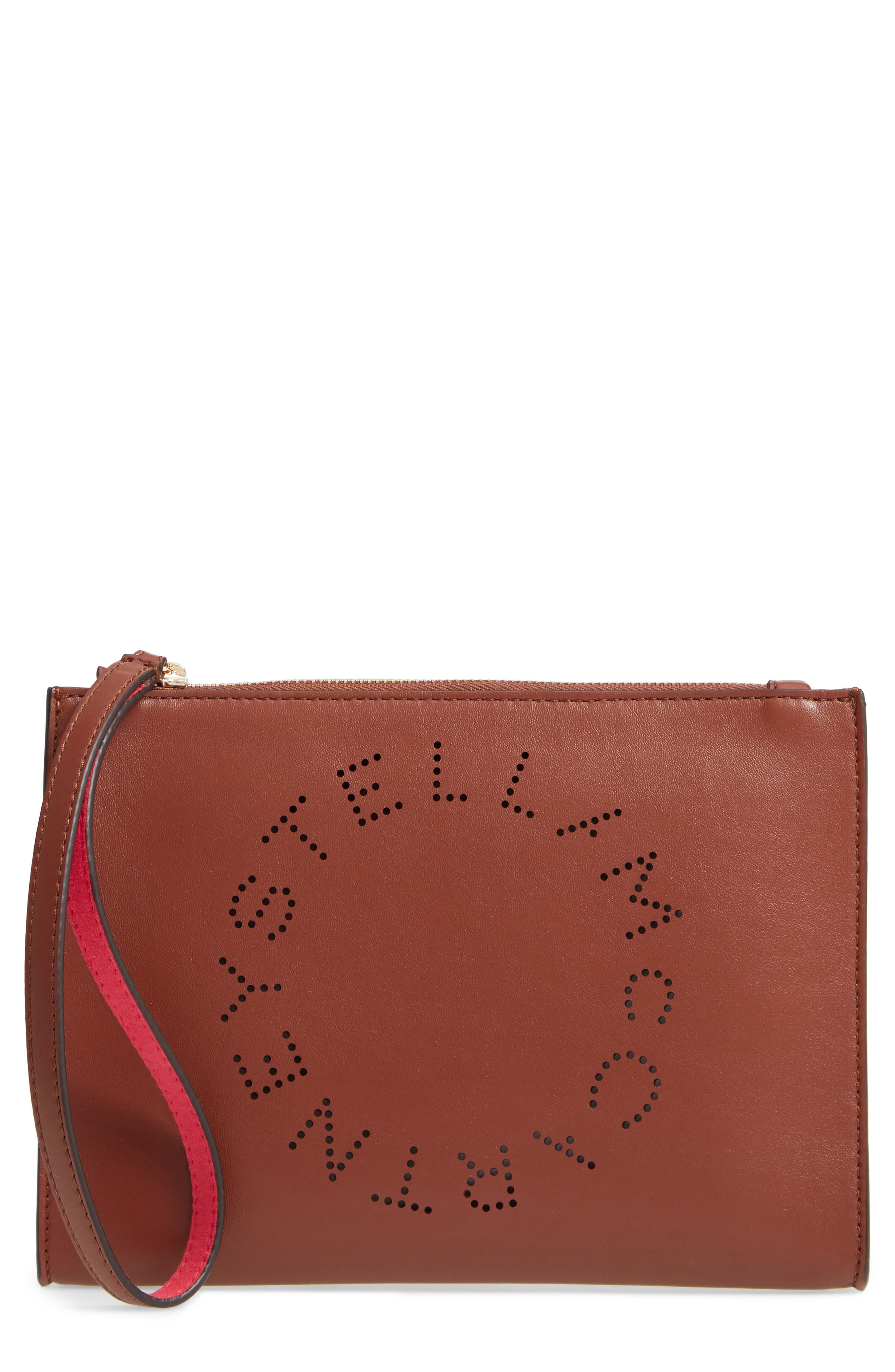 Stella Mccartney Alter Faux Nappa Leather Wristlet Clutch - Brown