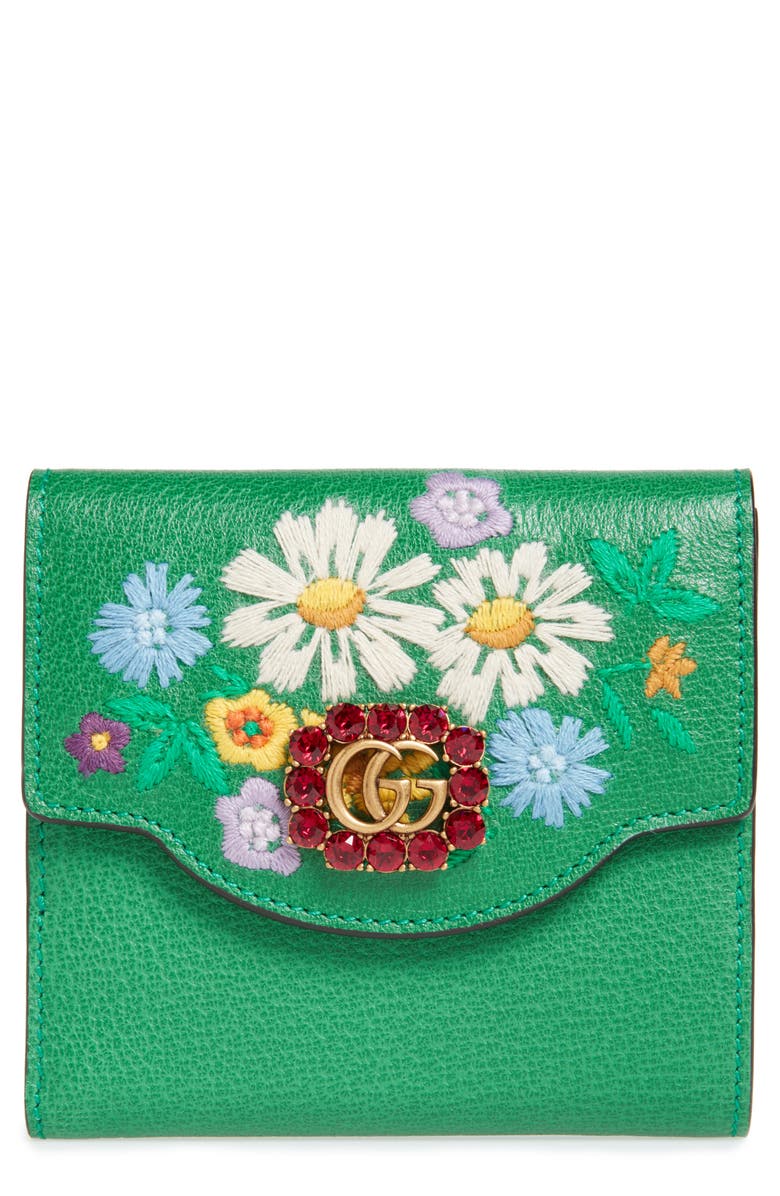 Gucci Embroidered Floral Leather Wallet | Nordstrom