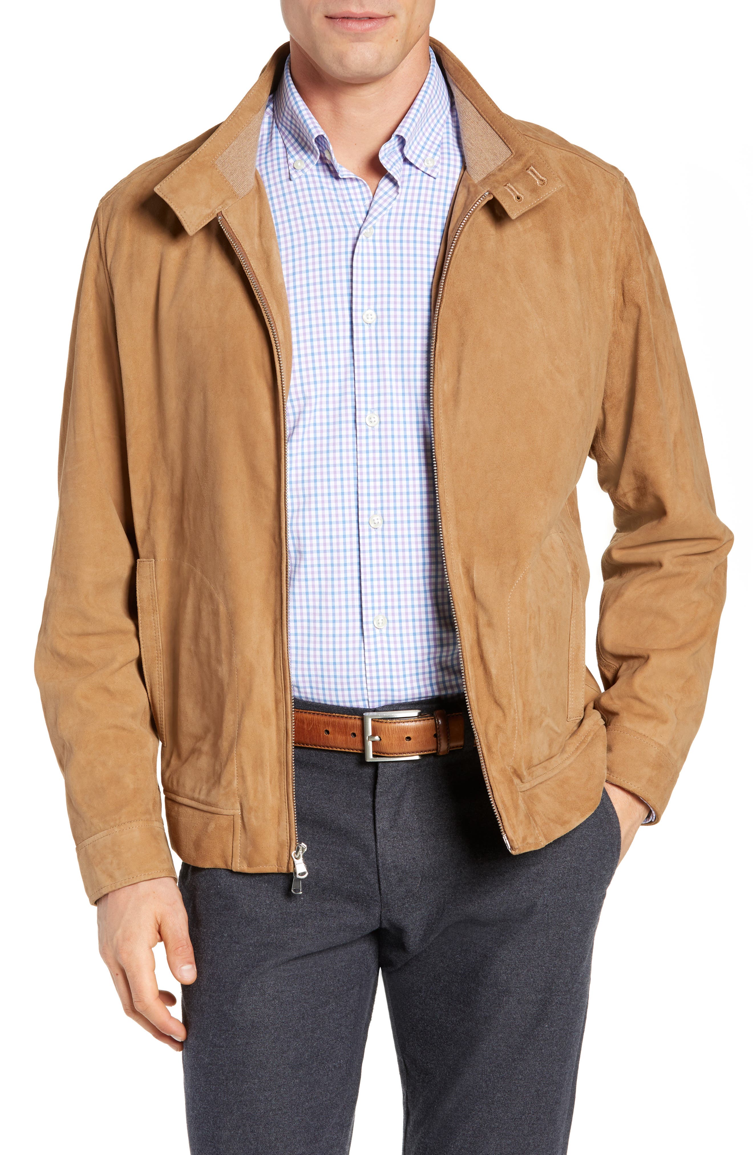 Peter Millar Suede Bomber Jacket, Brown