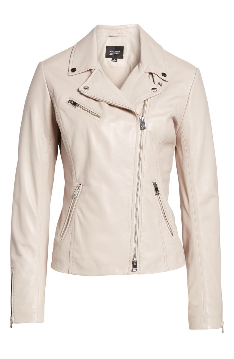 Lamarque Asymmetrical Zip Leather Biker Jacket In Pink Tinged Modesens Lamarque Asymmetrical Zip Leather Biker Jacket In Pink Tinged