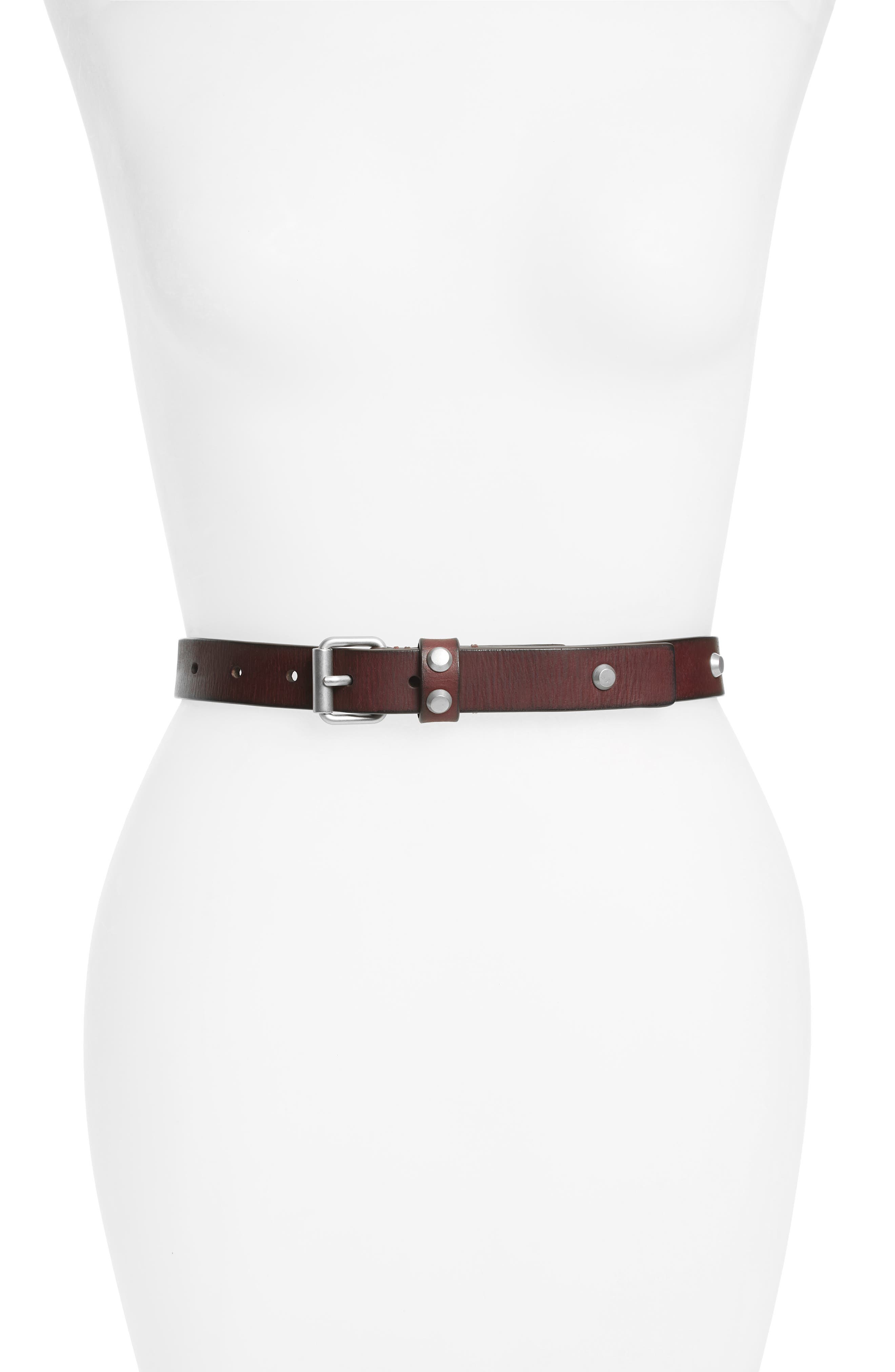 Allsaints Polished Rivet Belt, Deep Plum