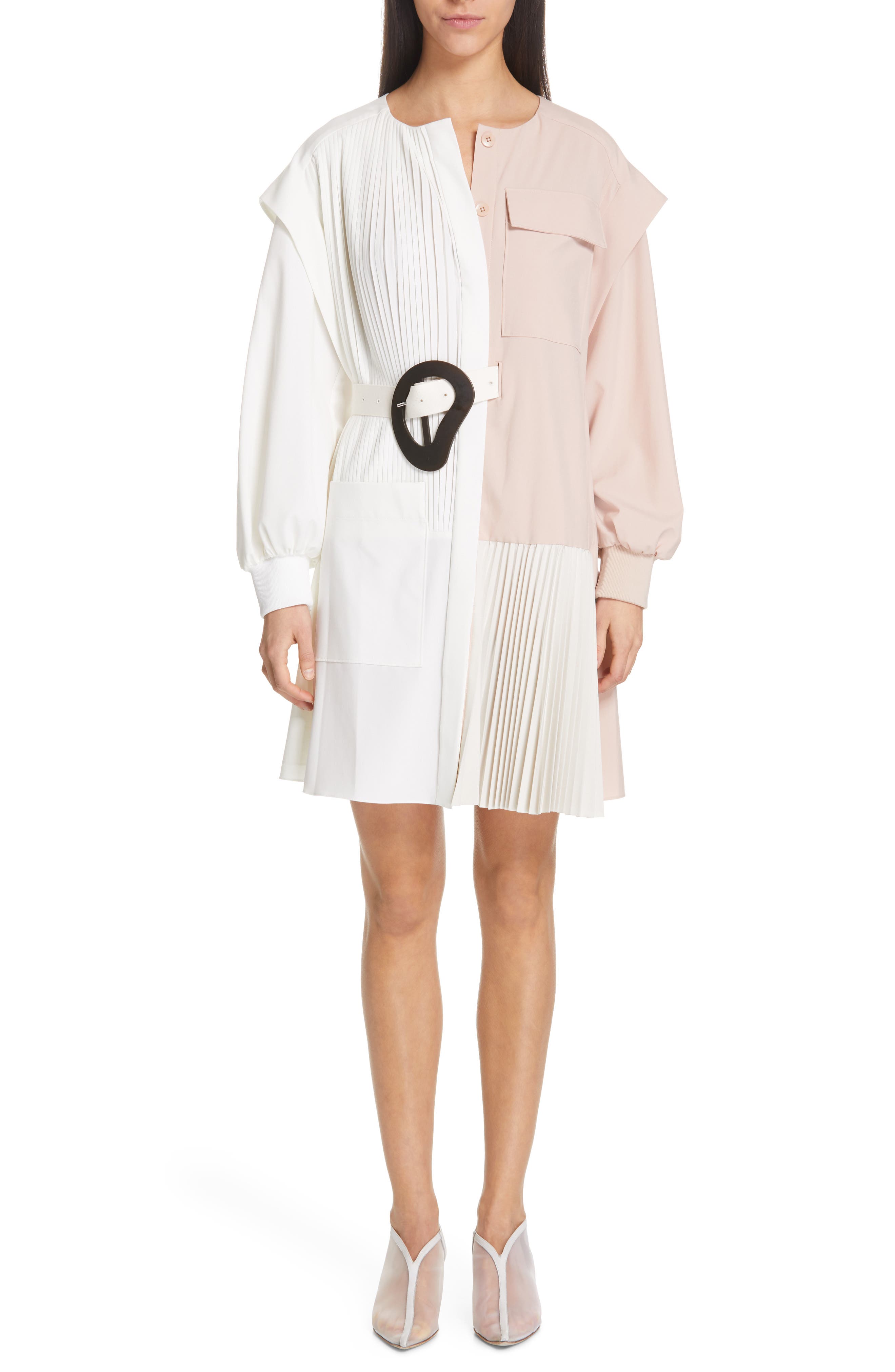 Tibi Edith Pleated Dress, Pink