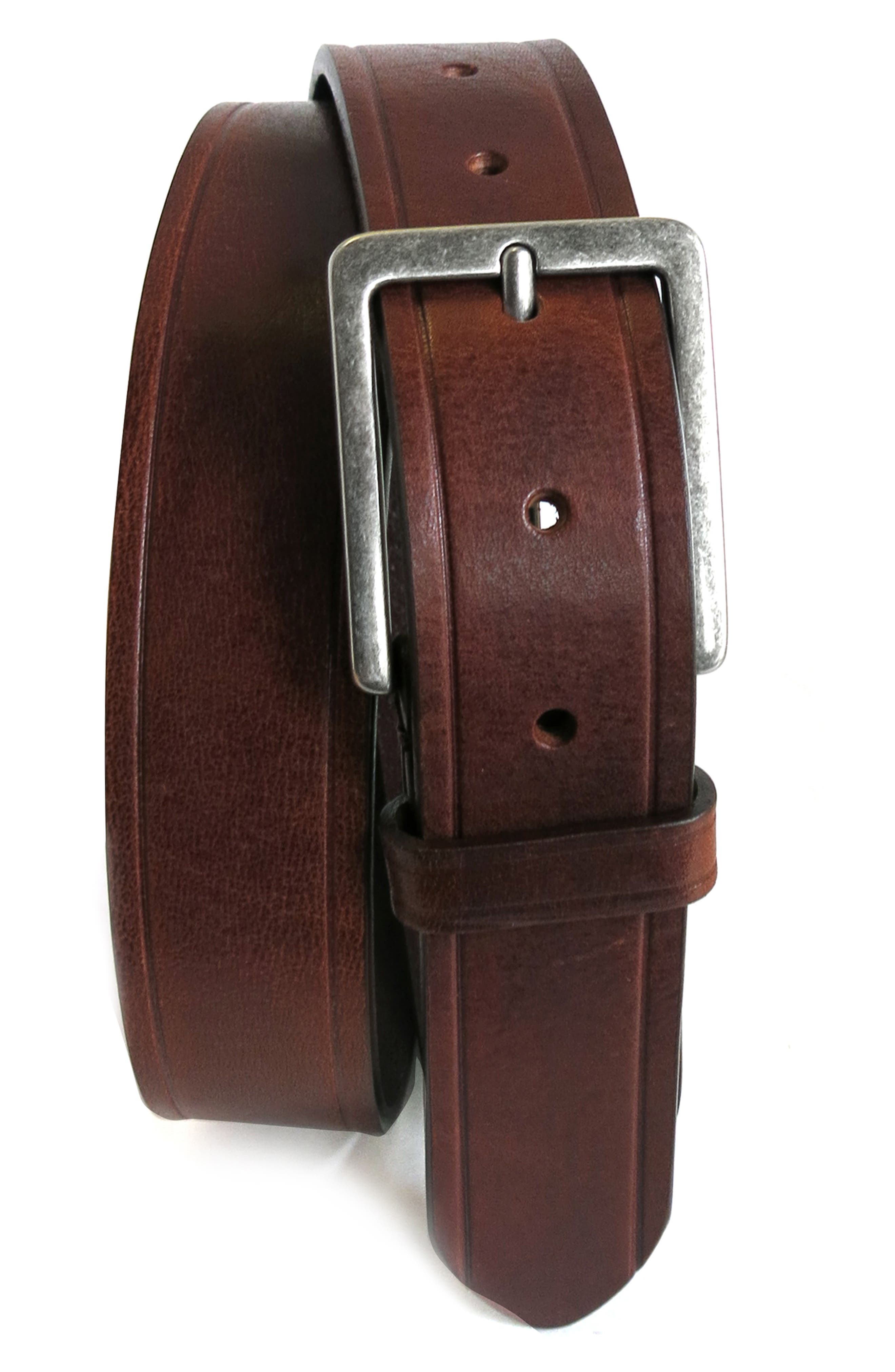 Boconi Embossed Leather Belt, Cognac