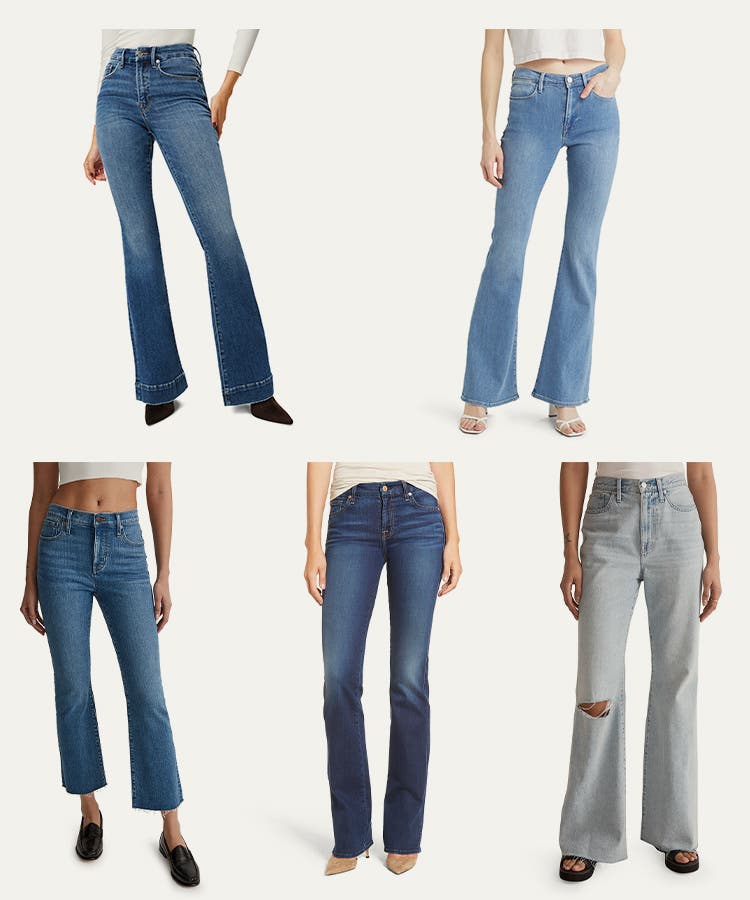 Women Jeans High-Rise Bell Bottom Flare Jeans Broad Feet Long