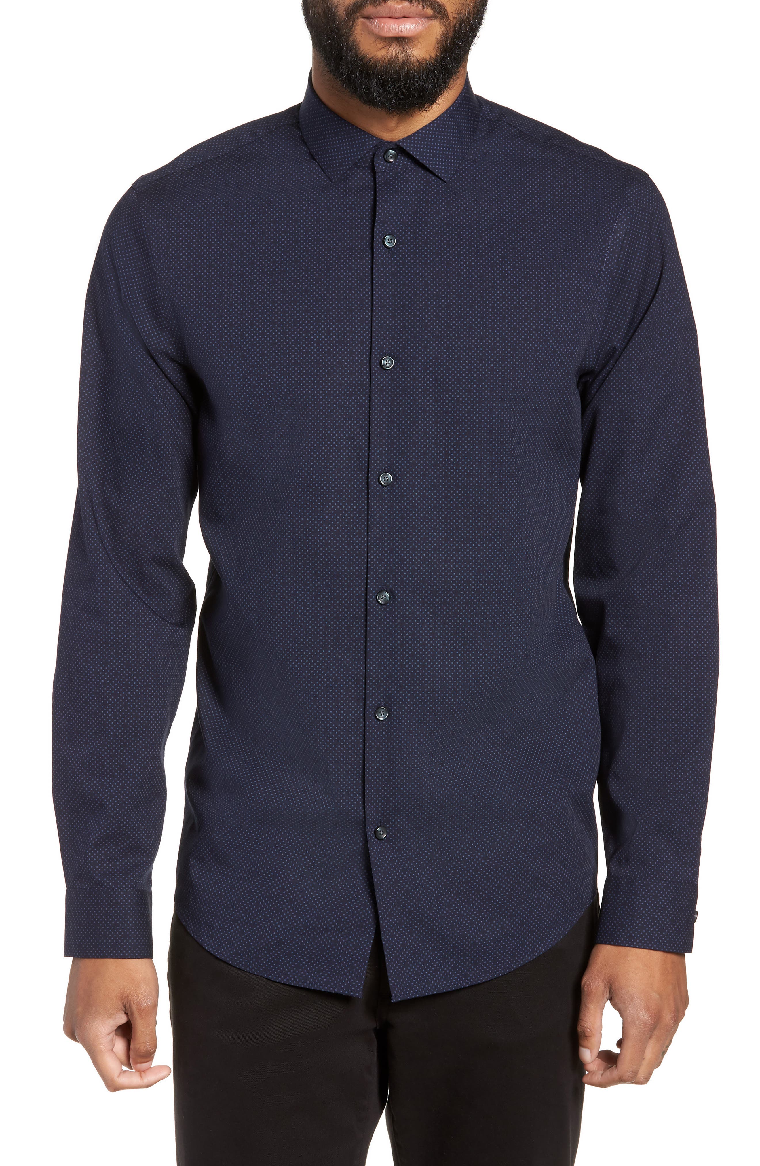 Calibrate Slim Fit Dot Non-Iron Sport Shirt