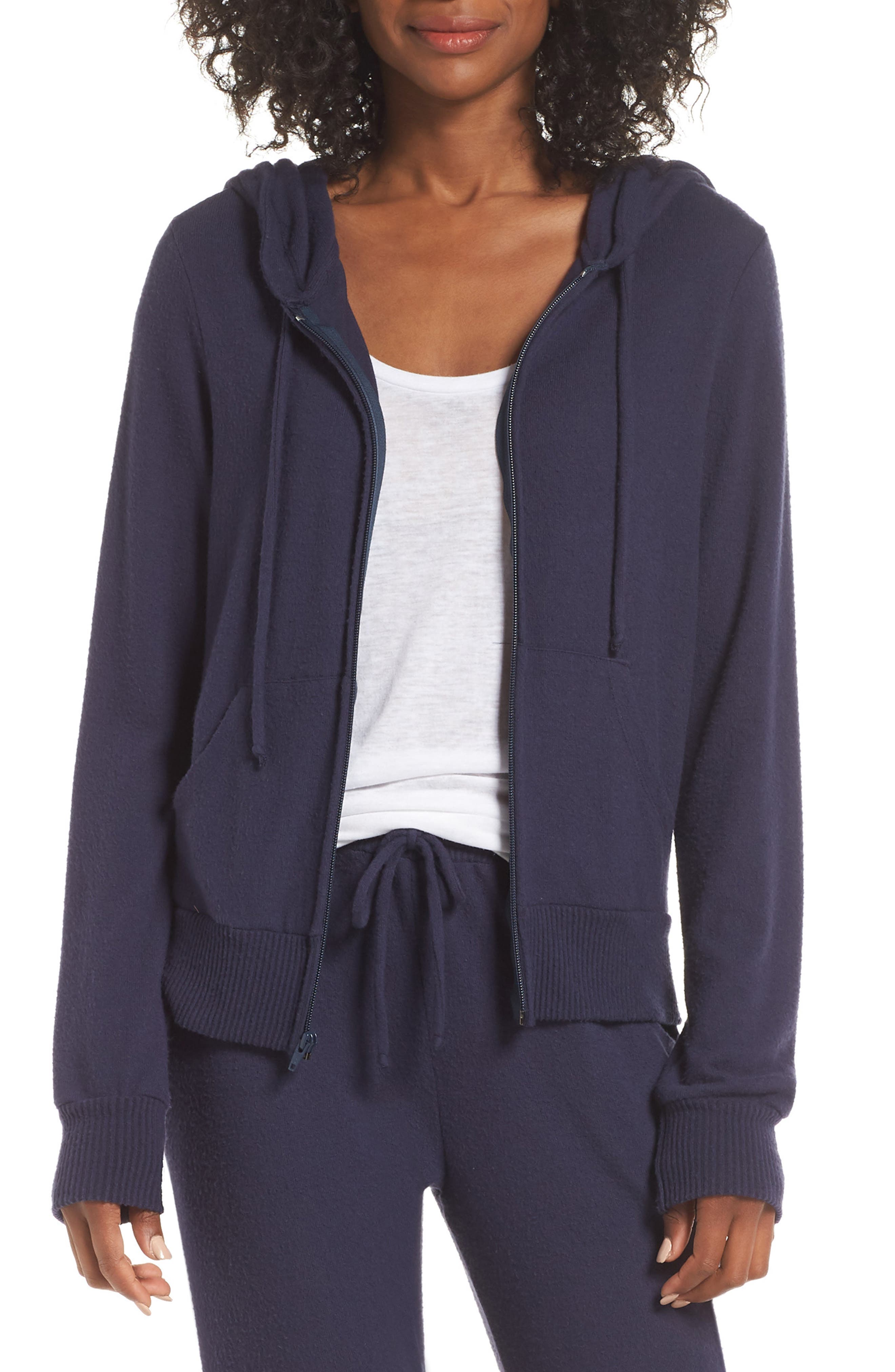 Eberjey Cozy Time Zip Hoodie, Blue