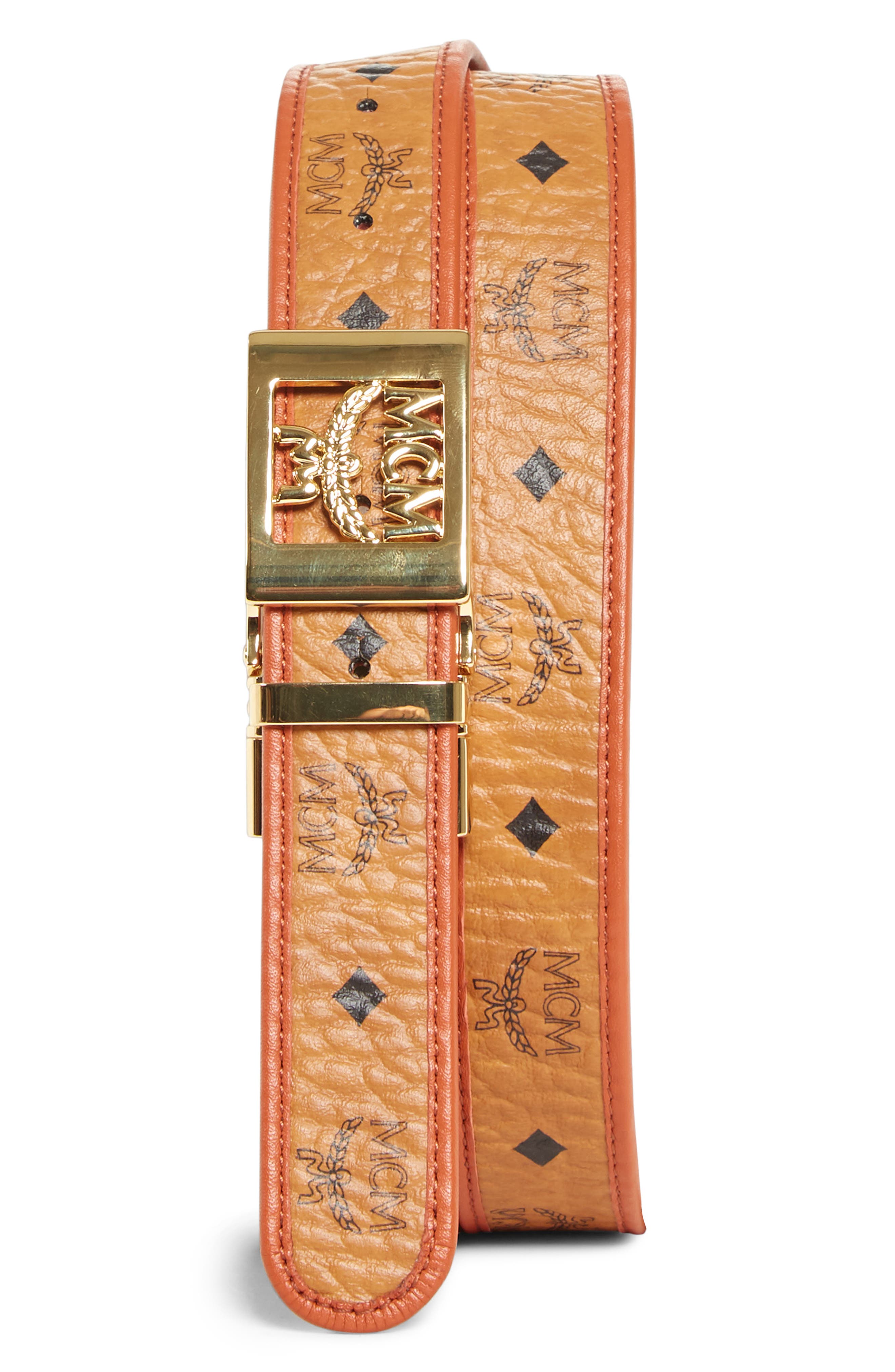 Mcm Vintage Visetos Coated Canvas Belt