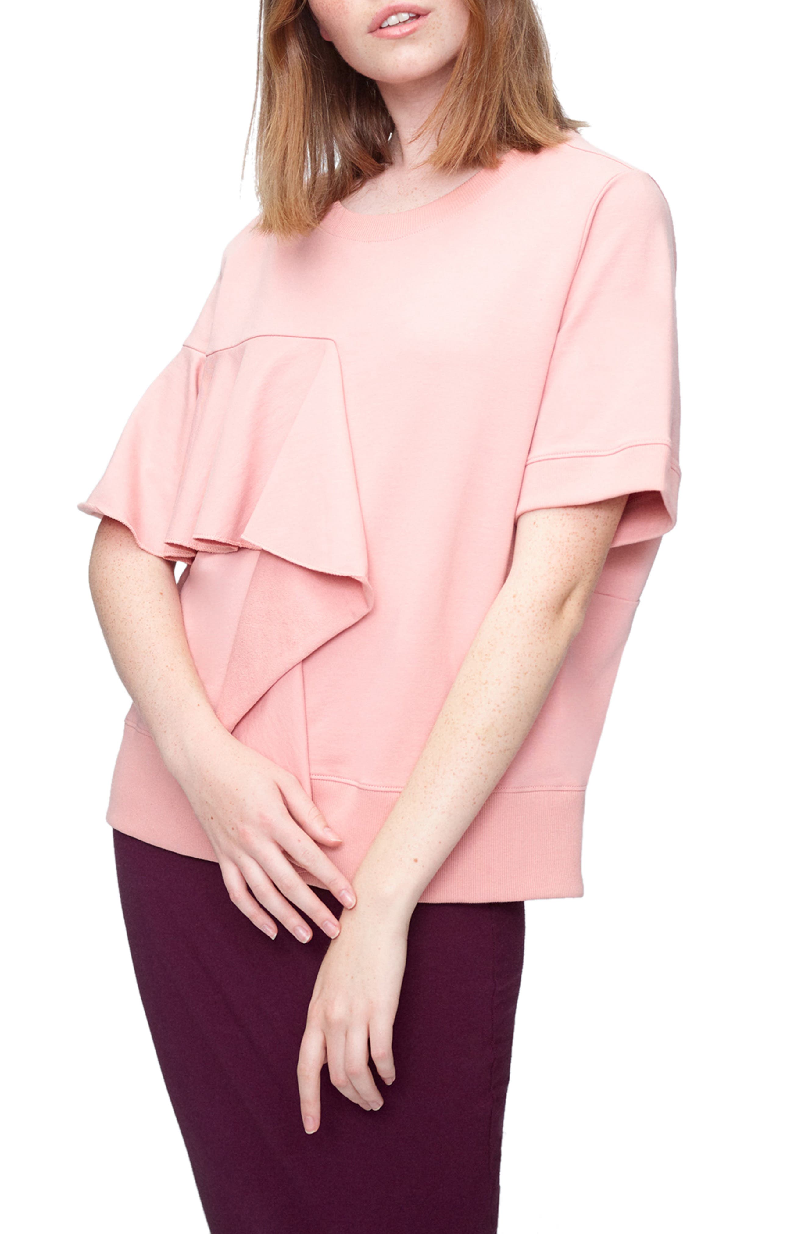 Plus Size Universal Standard Flounce Sweatshirt, XS (10-12) - Pink
