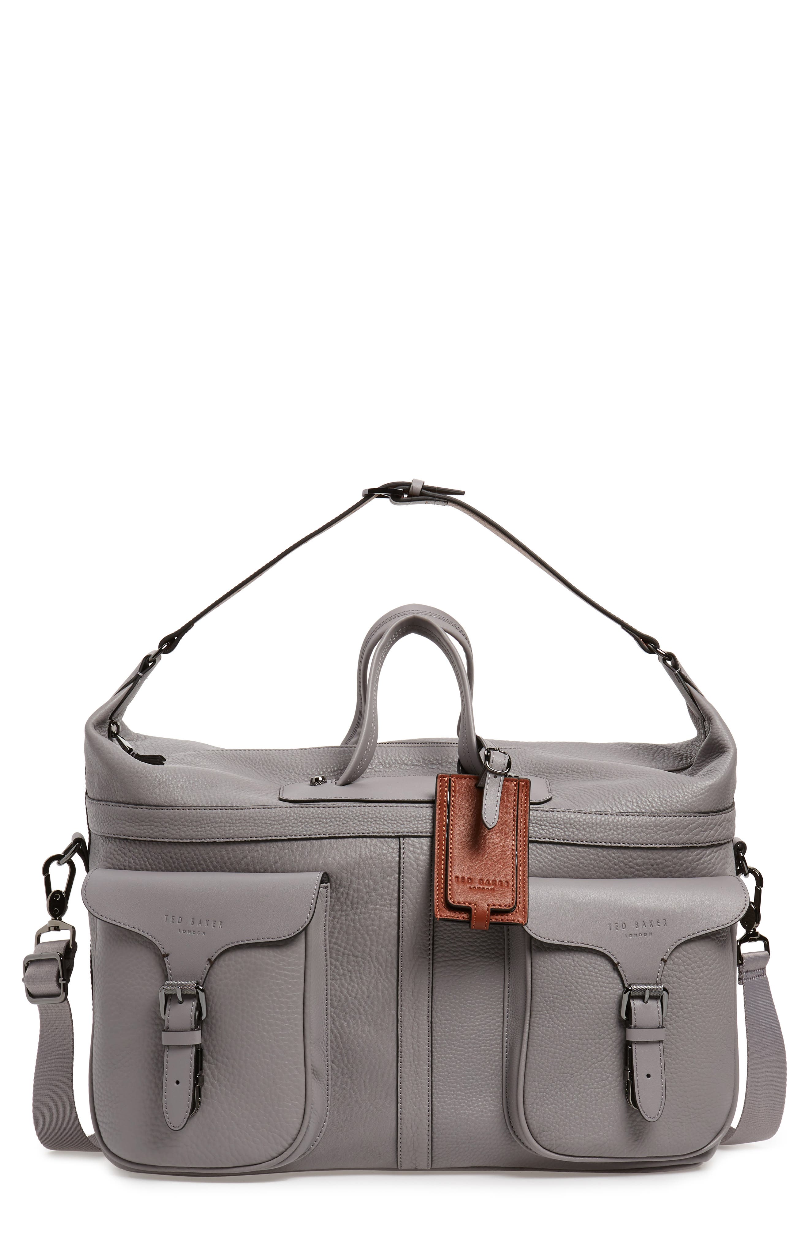 grey holdall bag