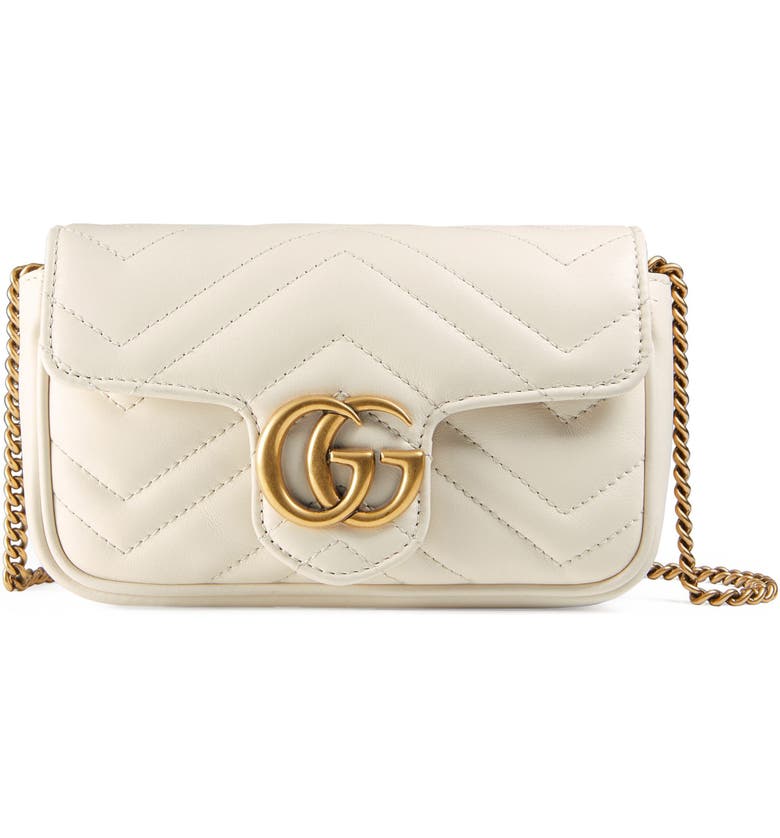 Gucci Supermini Gg Marmont 2.0 MatelassÉ Leather Shoulder Bag In White | ModeSens