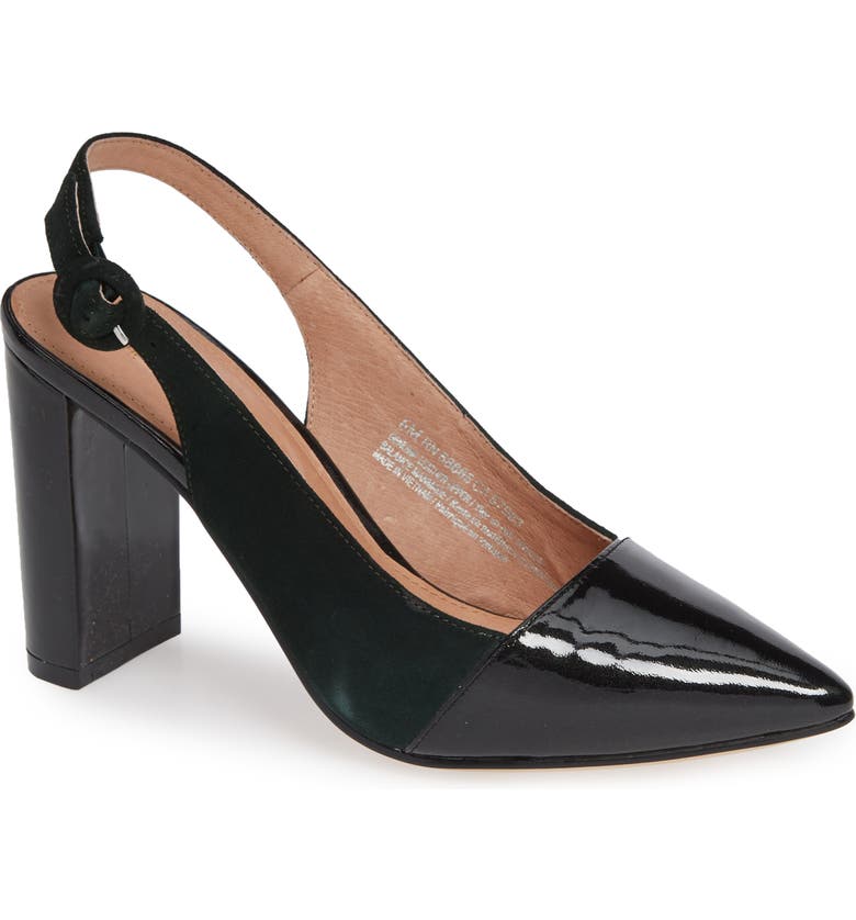 x Atlantic-Pacific The Slingback Pump, Main, color, FOREST GREEN/ BLACK PATENT