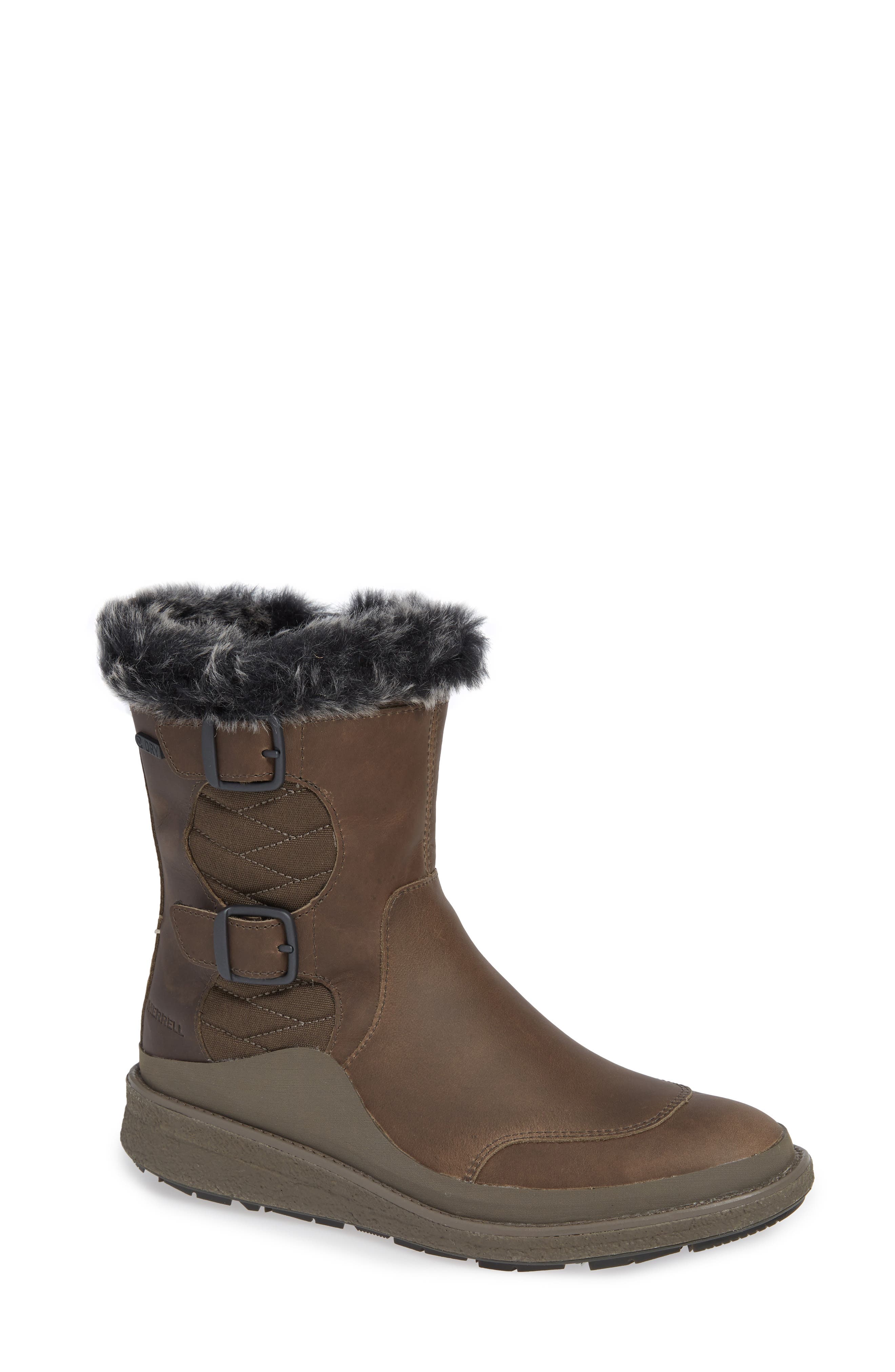 Merrell Tremblant Ezra Zip Waterproof Ice+ Bootie, Brown