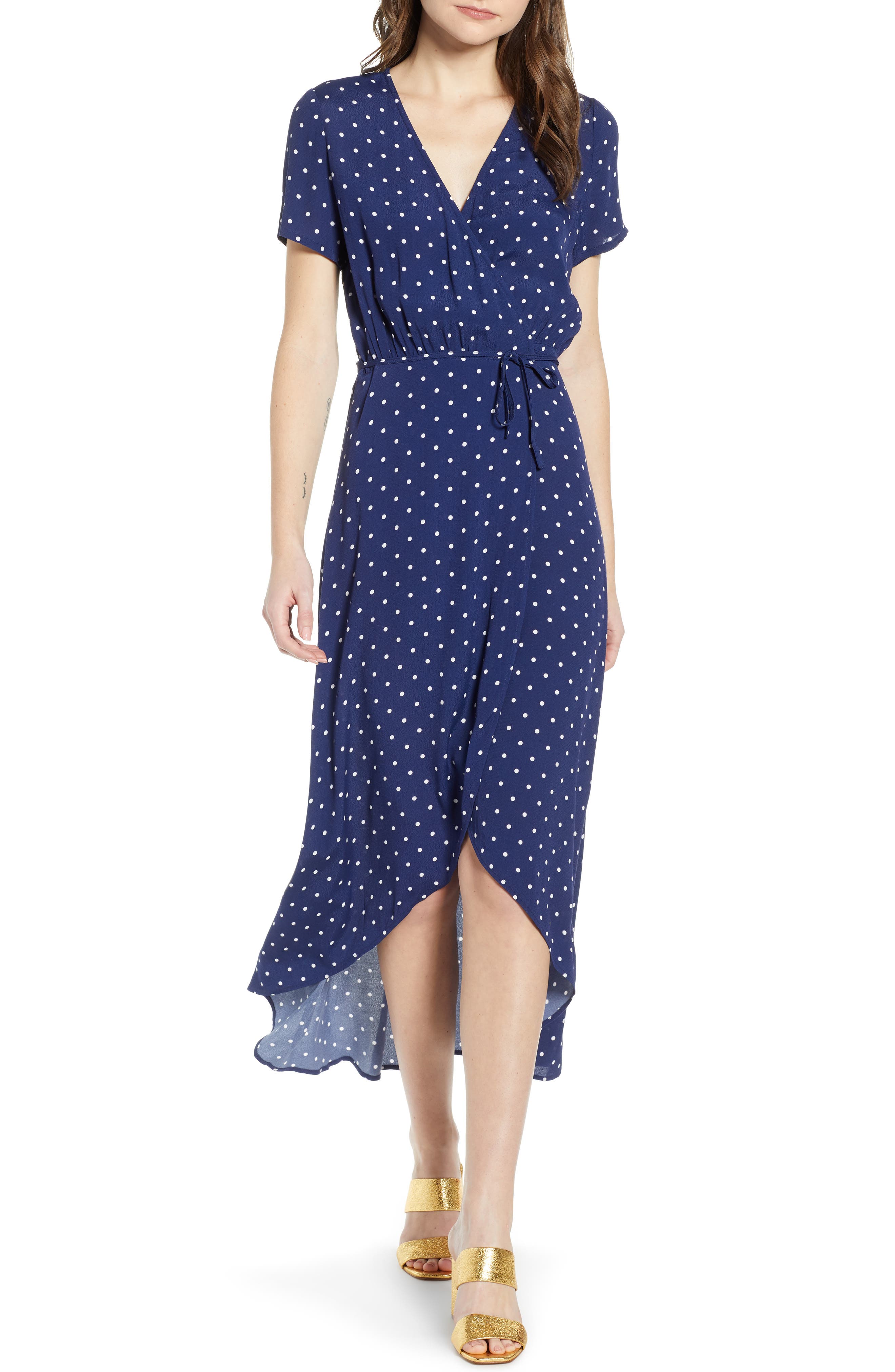 Leith Everyday High/low Wrap Dress, Blue