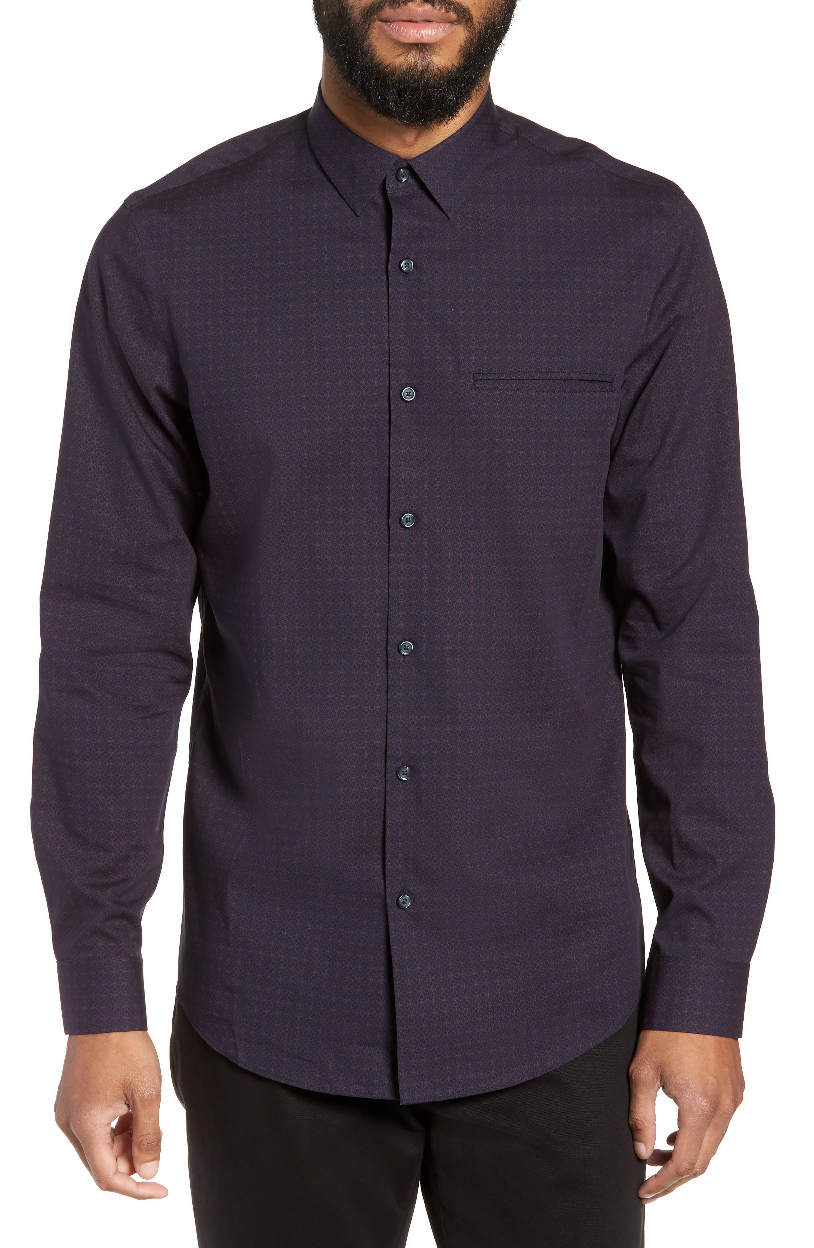 Calibrate Slim Fit Print Non Iron Sport Shirt