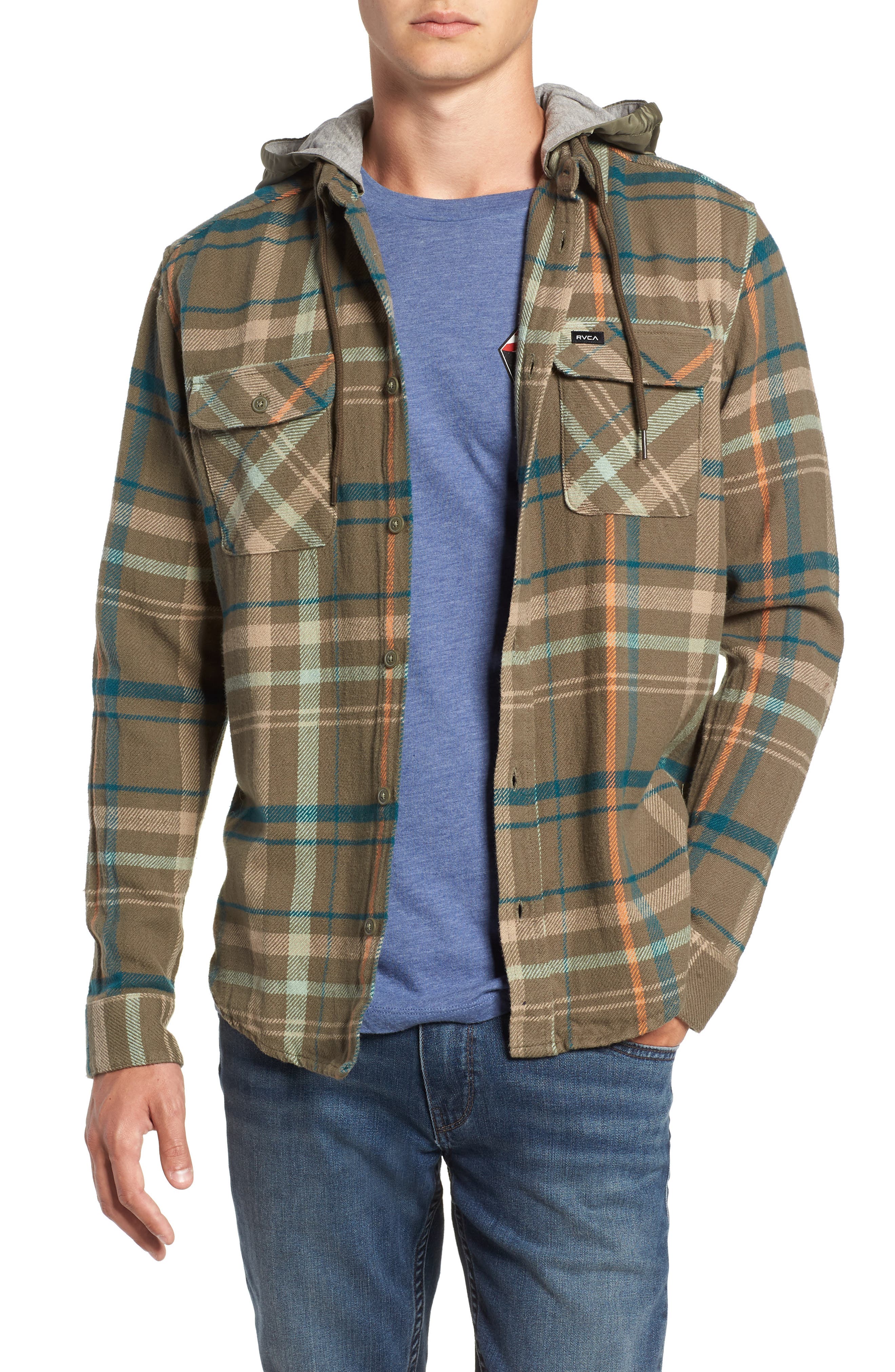 Rvca Essex Hooded Flannel Shirt
