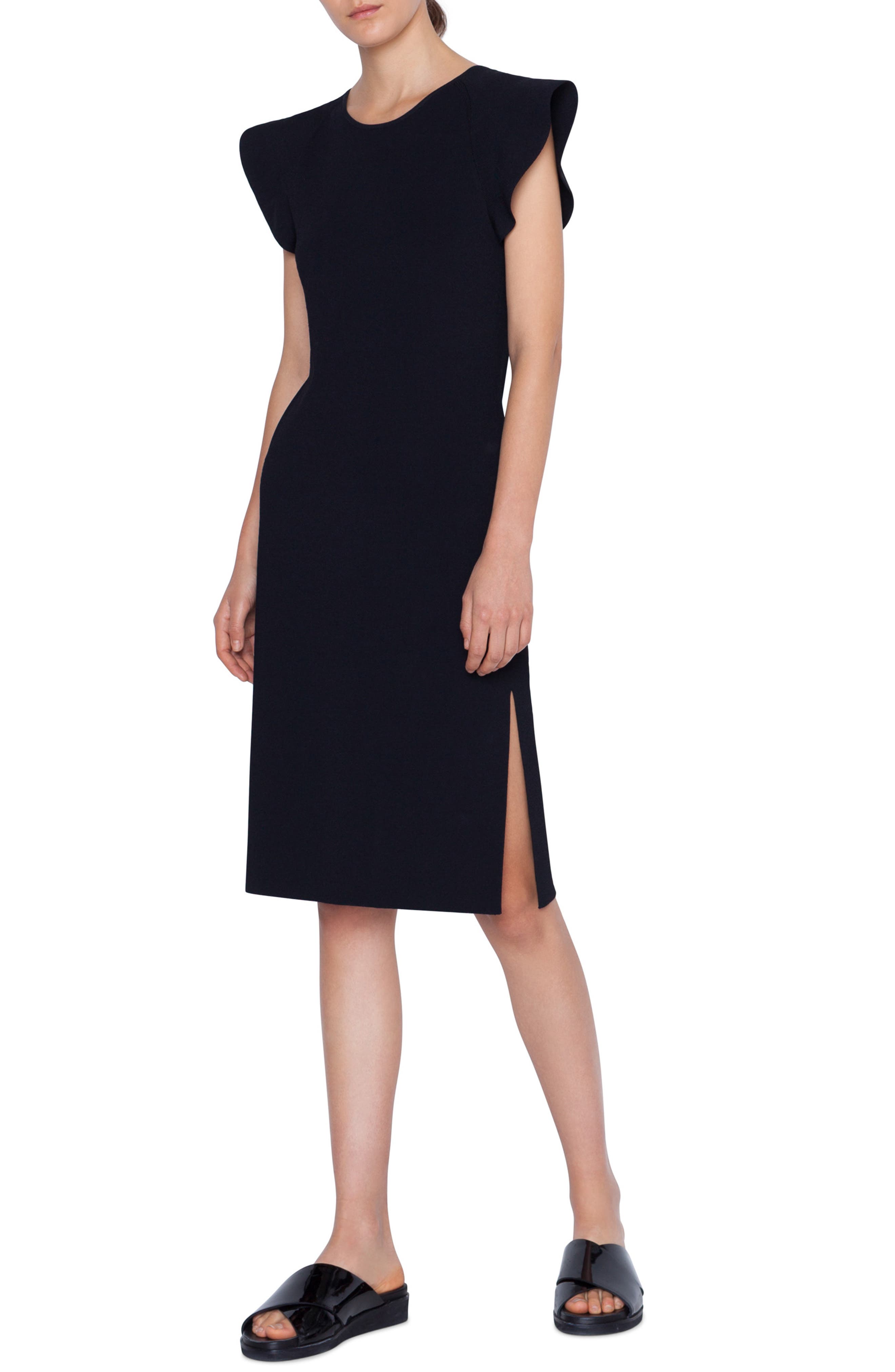 Akris Punto Wave Shoulder Knit Dress, Black