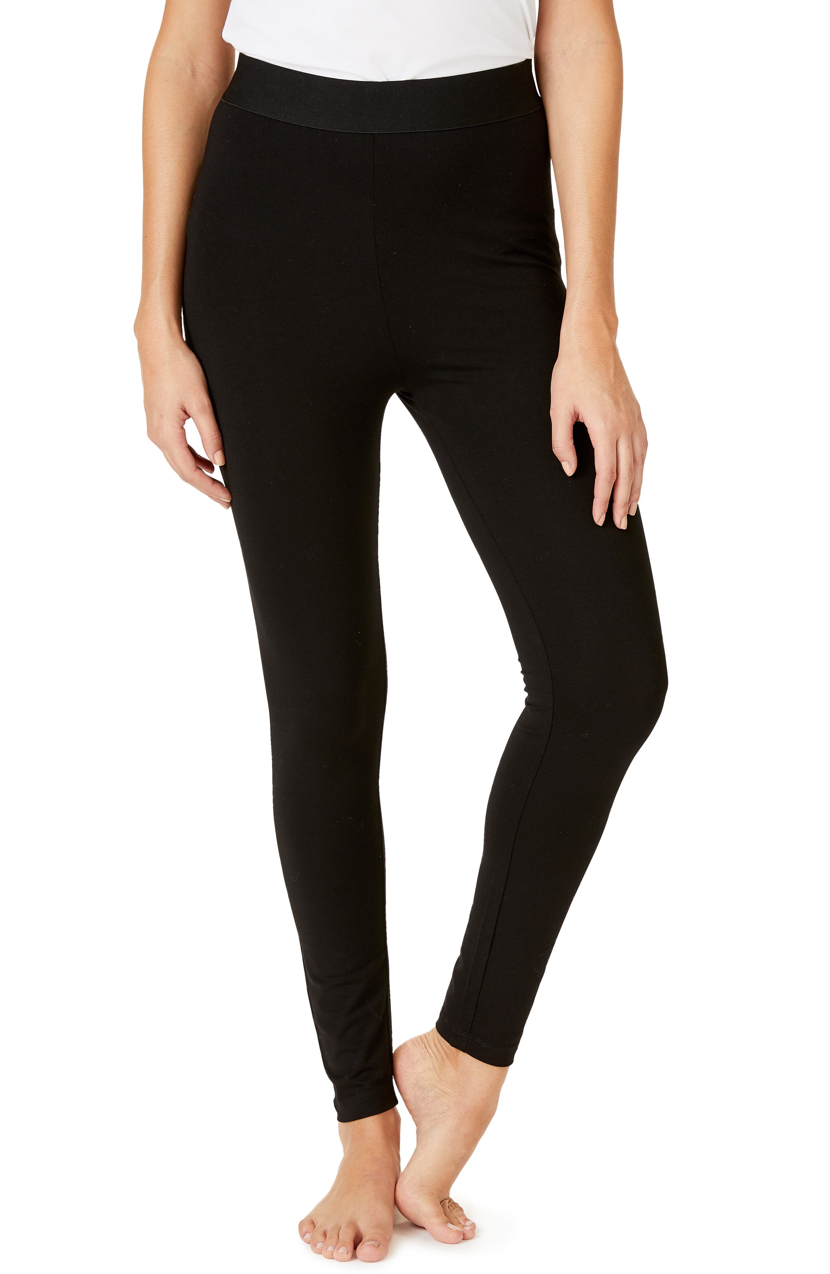 The White Company Satin Waistband Leggings, Black