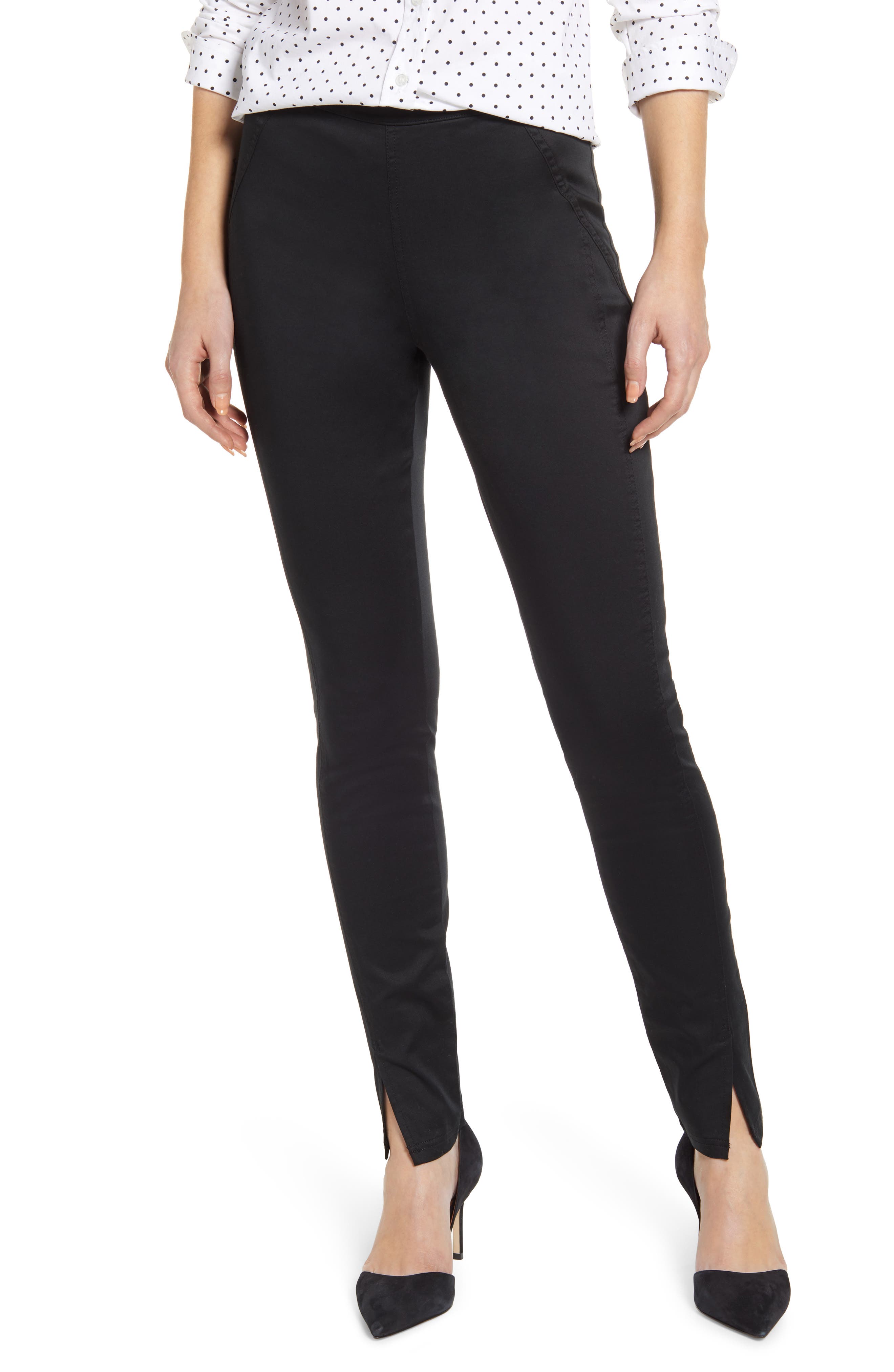 Hue High Waist Sateen Skimmer Leggings, Black