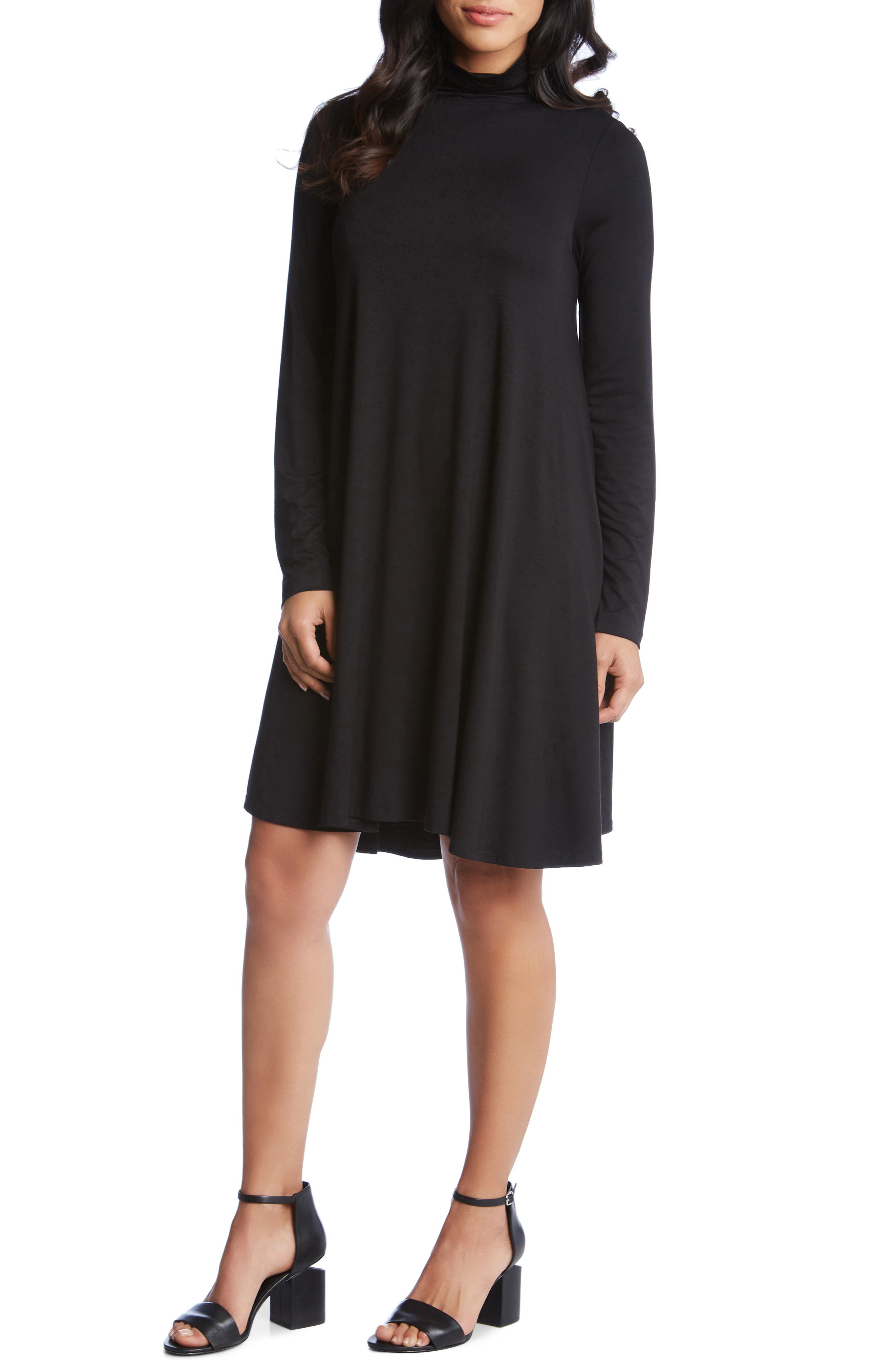 Karen Kane Maggie Turtleneck Trapeze Dress, Black