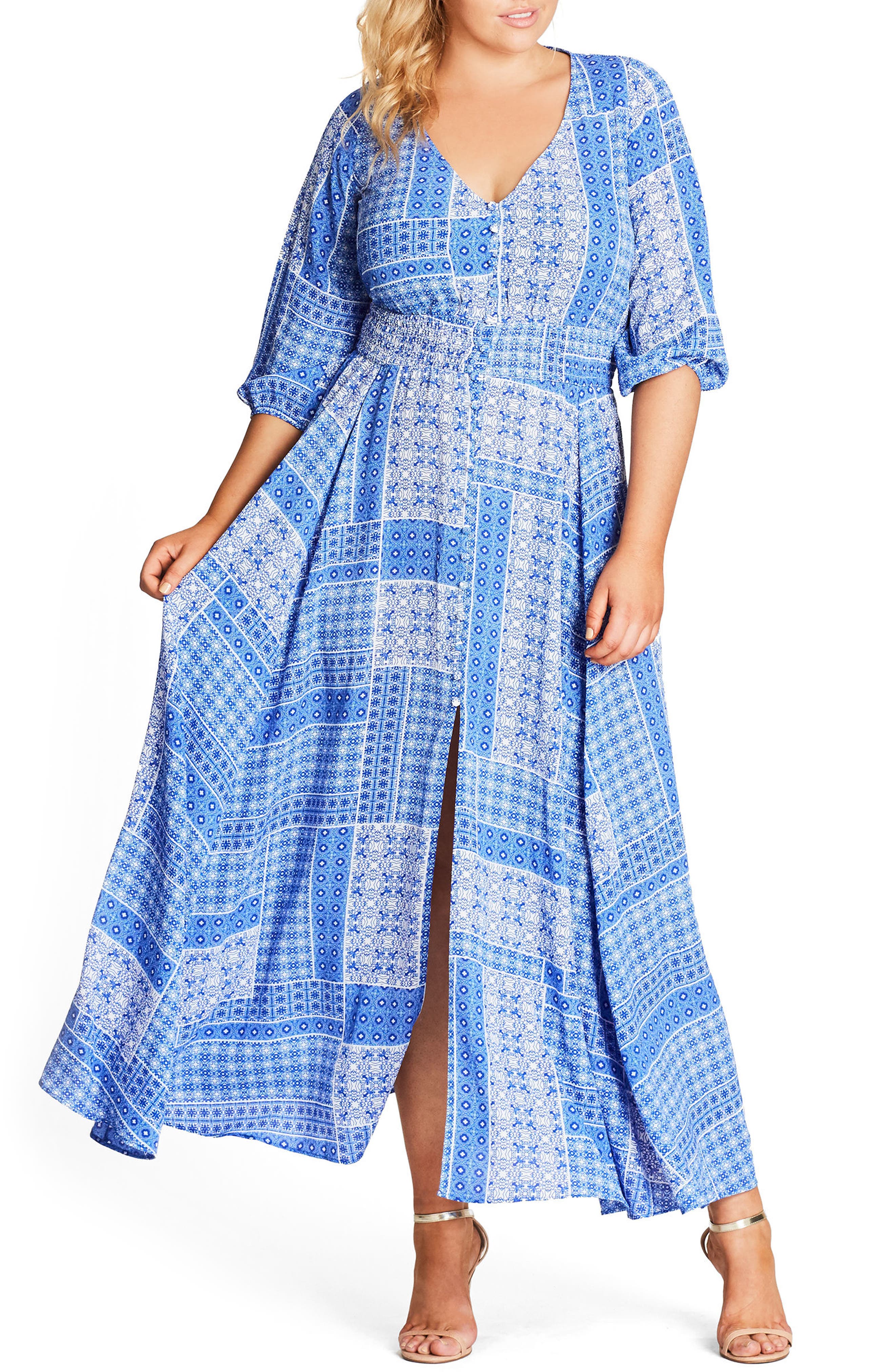 Plus Size City Chic China Plate A-Line Maxi Dress