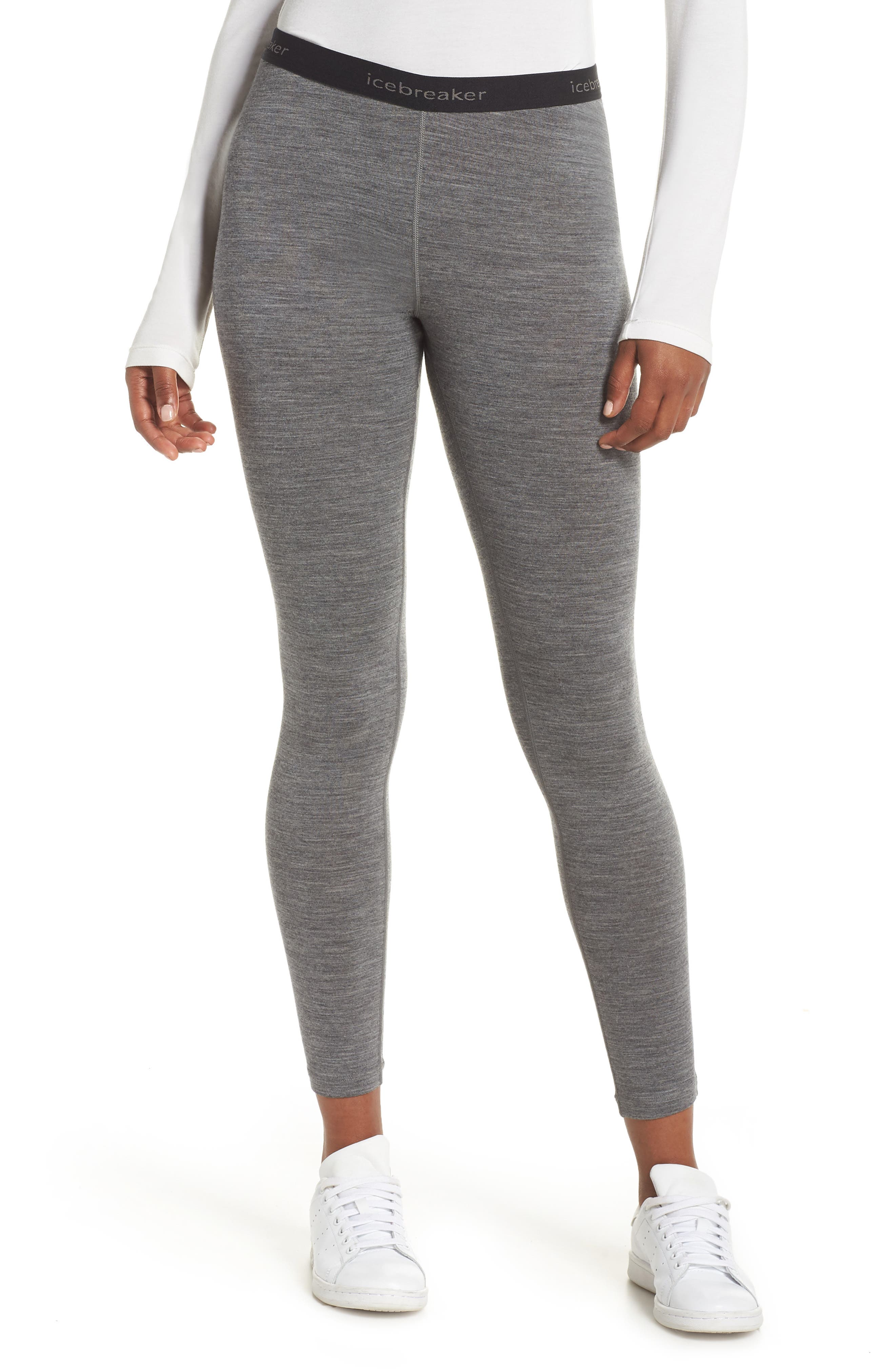 Icebreaker Oasis Slim Merino Wool Jersey Base Layer Leggings, Grey