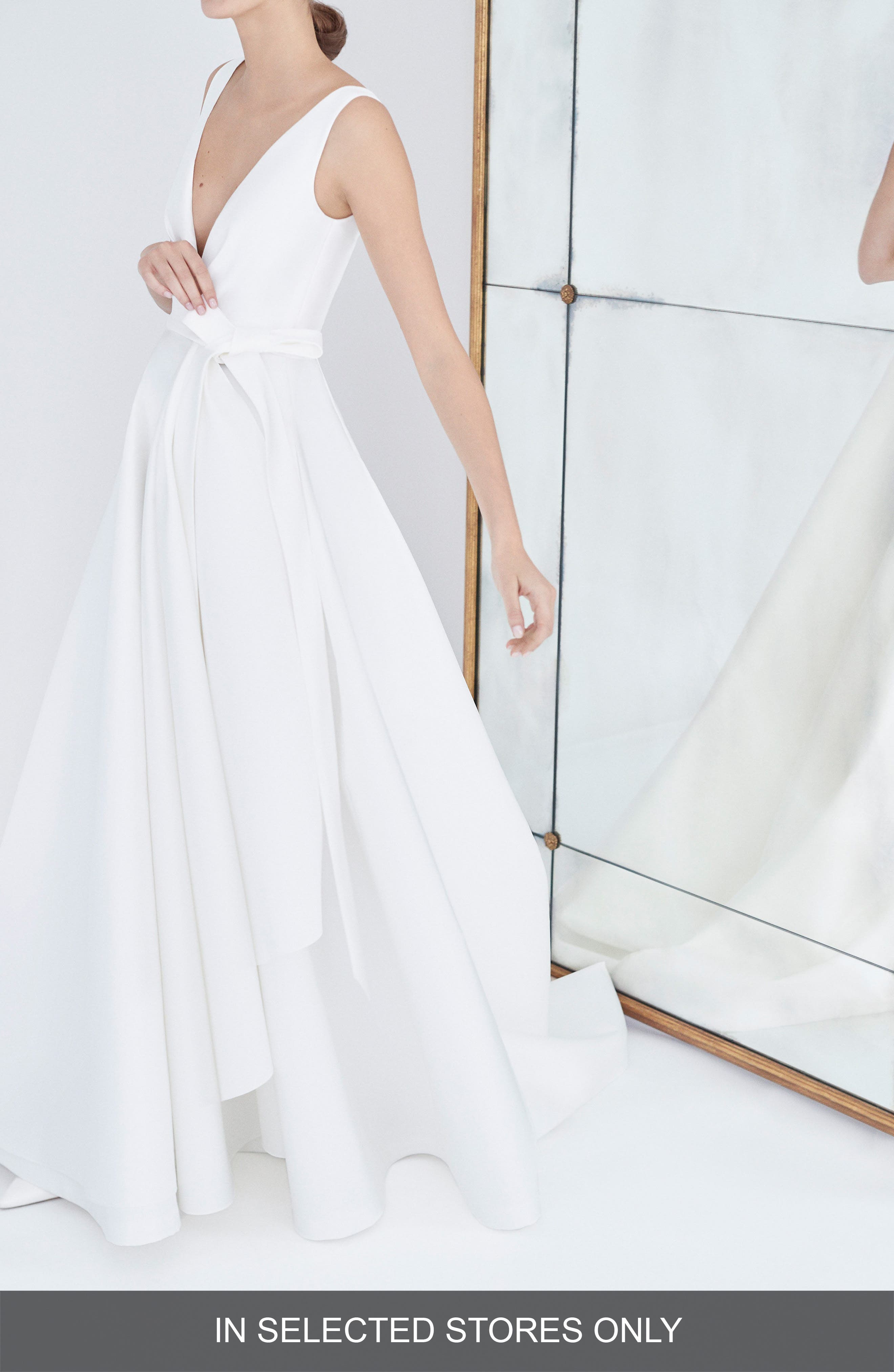 Carolina Herrera Gardenia Mikado Side Drape Gown