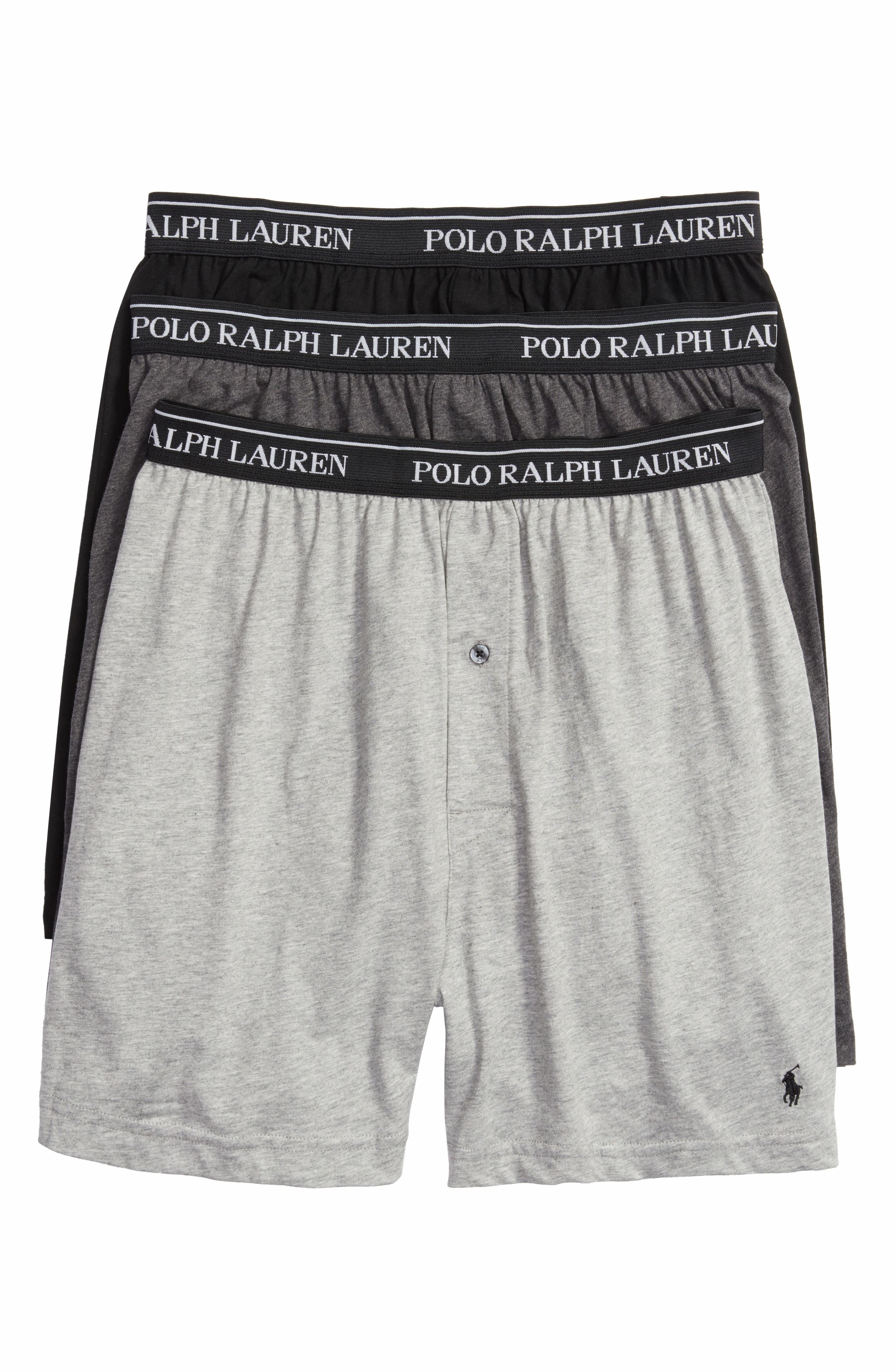 Polo Ralph Lauren Men's Underwear, Classic Knit Boxer 3 Pack In Grey
