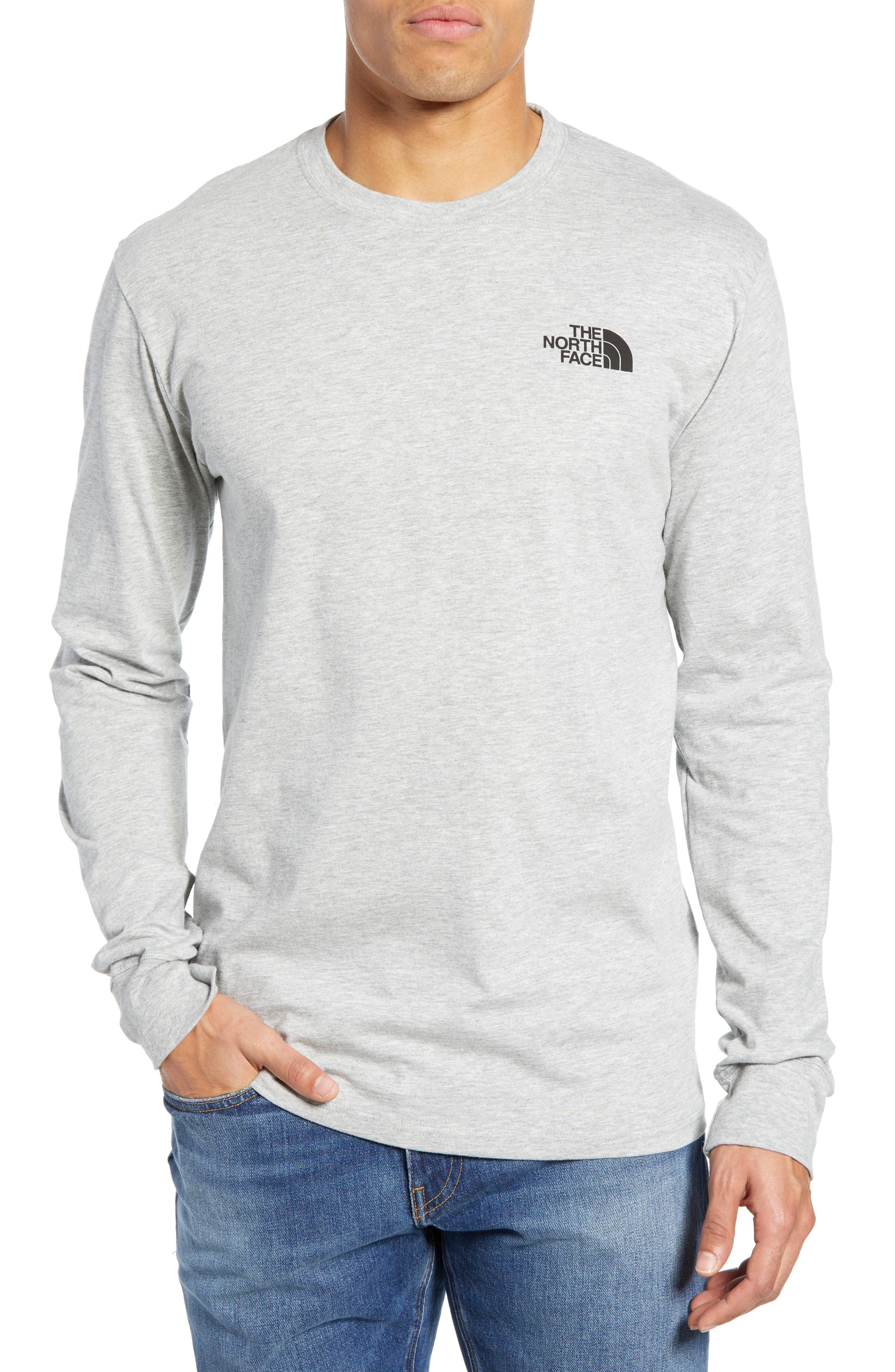 The North Face Red Box Long Sleeve T-Shirt, Grey