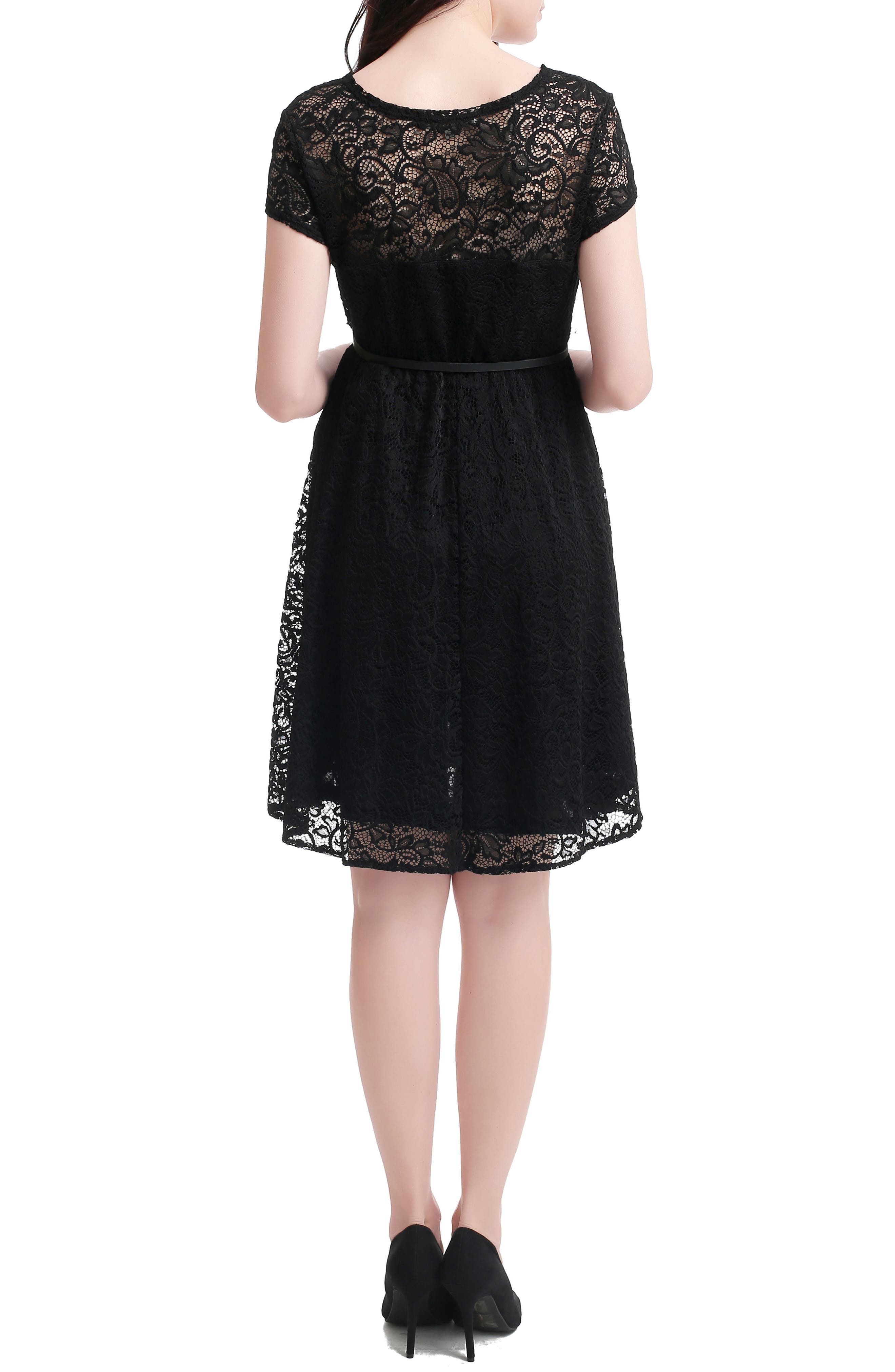 Kimi And Kai Lace Maternity Skater Dress, Black