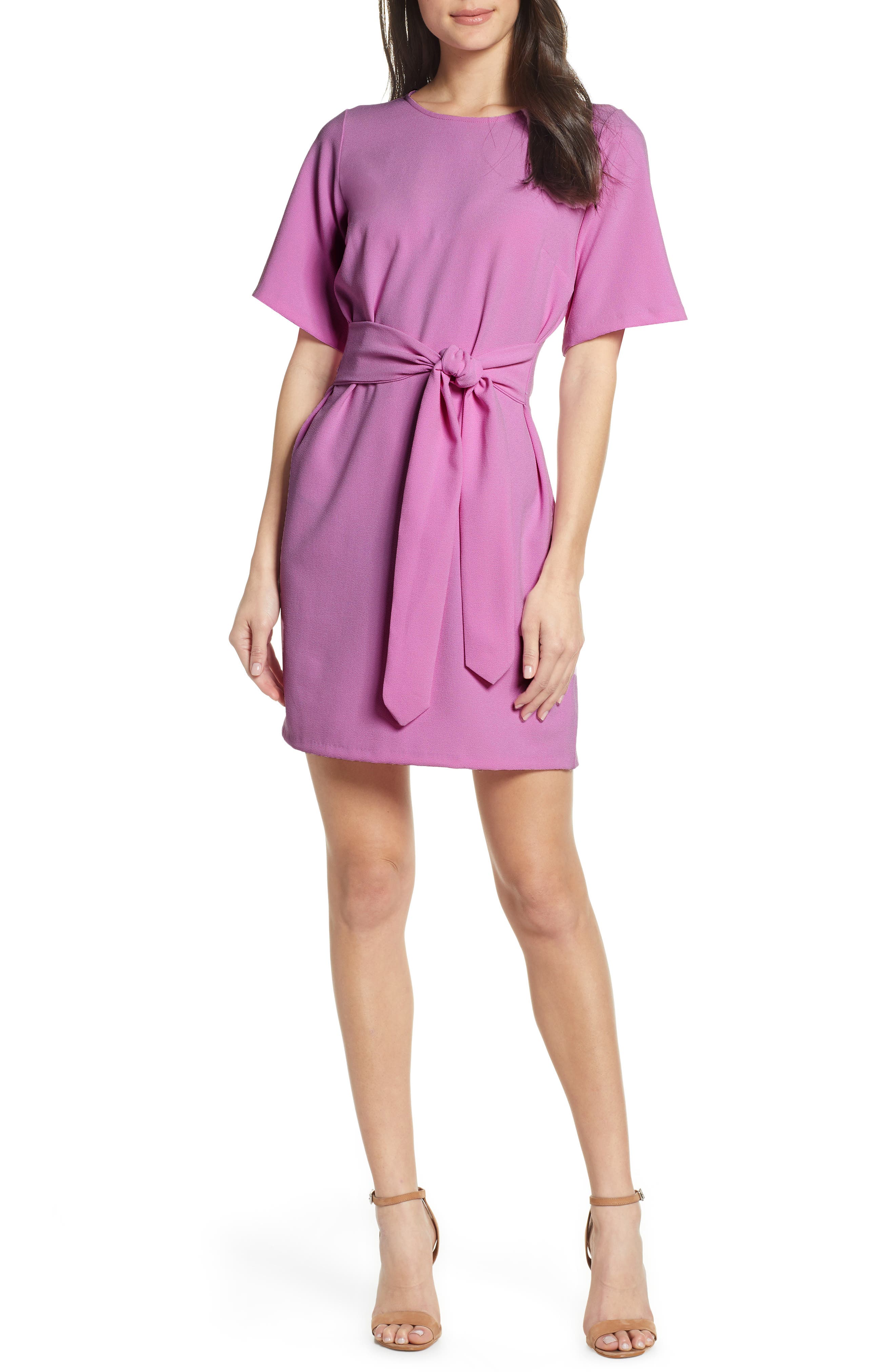 Chelsea28 Front Tie Shift Dress, Purple
