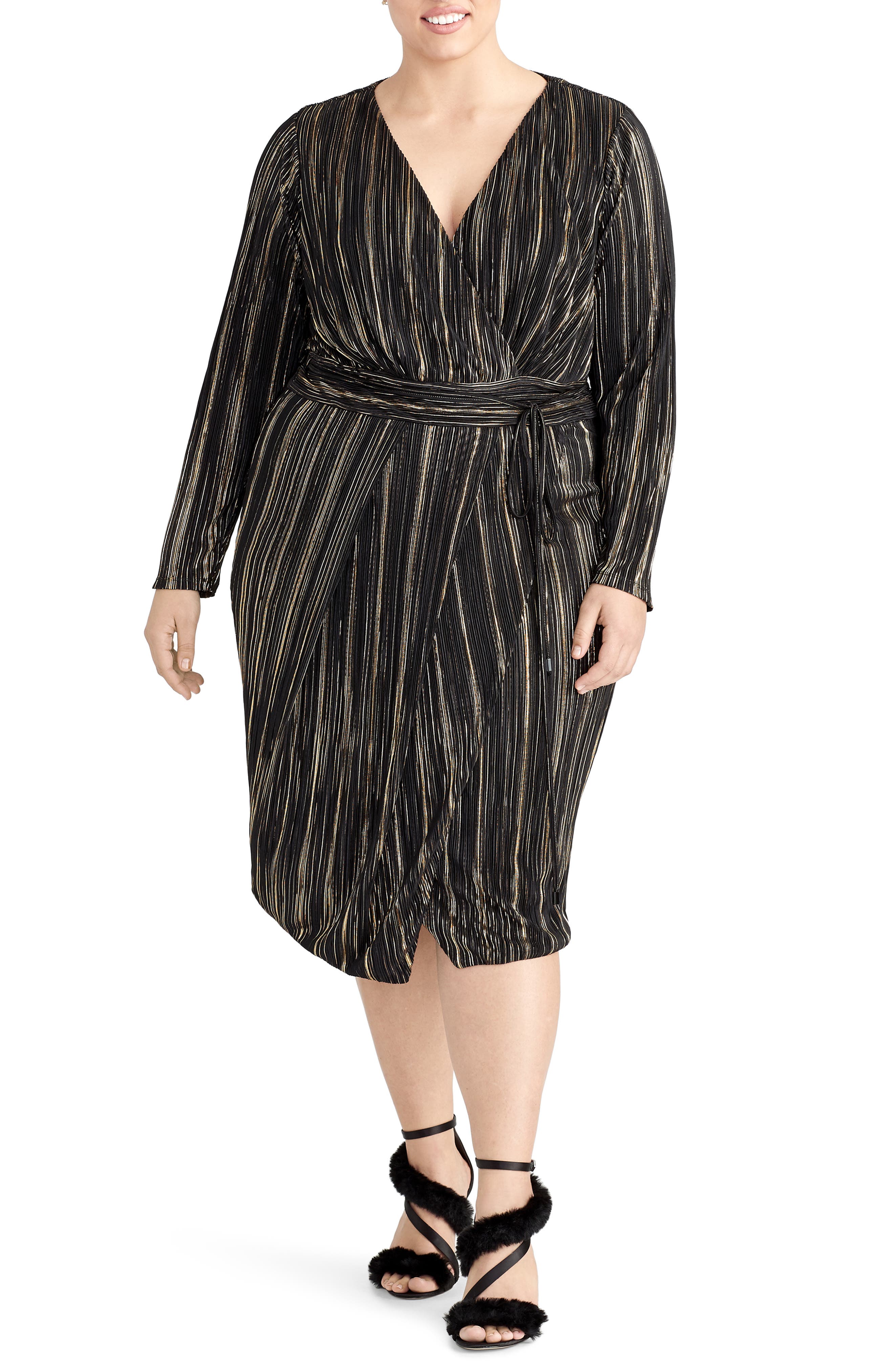Plus Size Rachel Rachel Roy Kaia Faux Wrap Metallic Dress