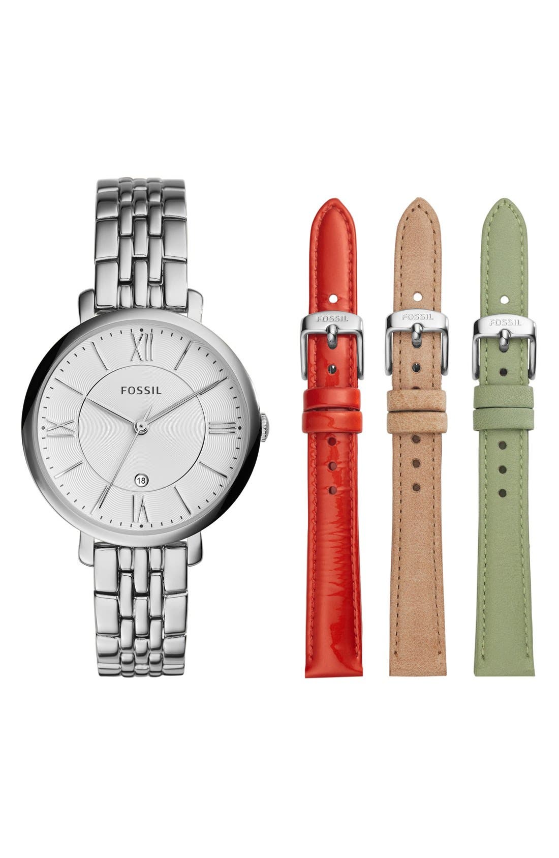 Fossil 'Jacqueline' Boxed Interchangeable Strap Watch Set, 36mm Nordstrom