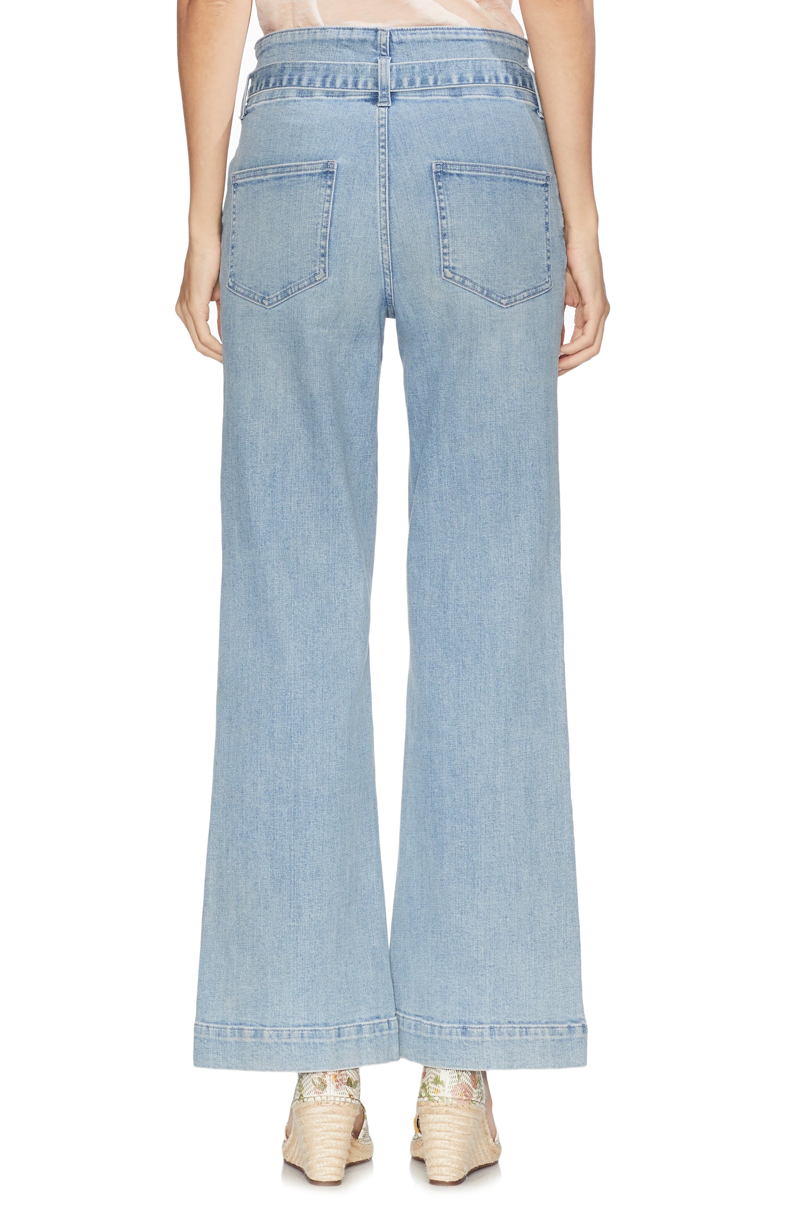 VINCE CAMUTO Belted Wide-Leg Jeans, Alternate, color, OASIS BLUE