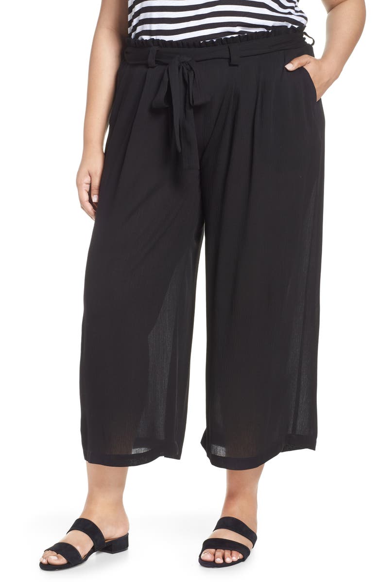 GIBSON x Hi Sugarplum! Sedona Wide Leg Ankle Pants, Main, color, BLACK
