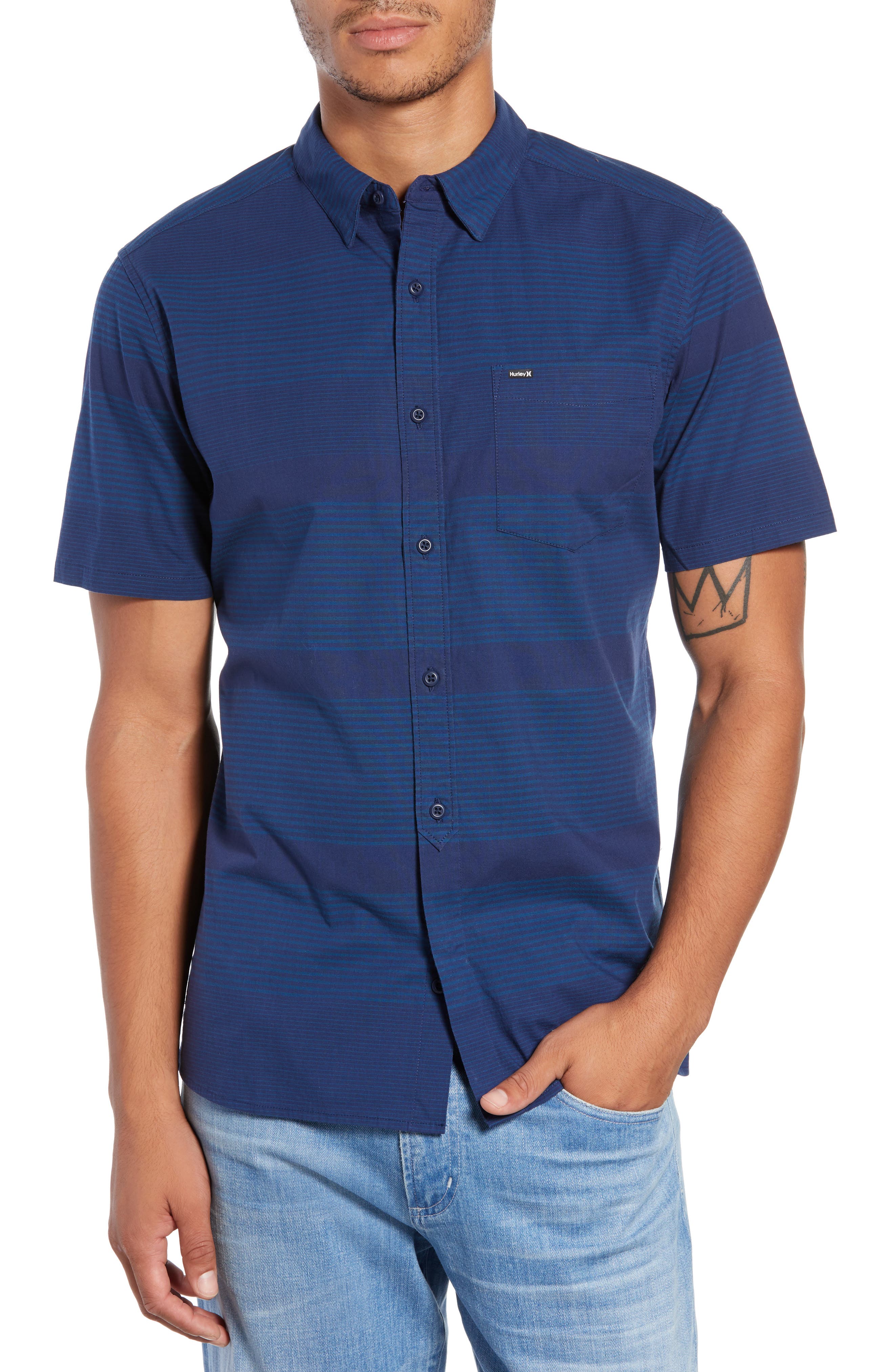 Hurley Zion Striped Woven Shirt, Blue