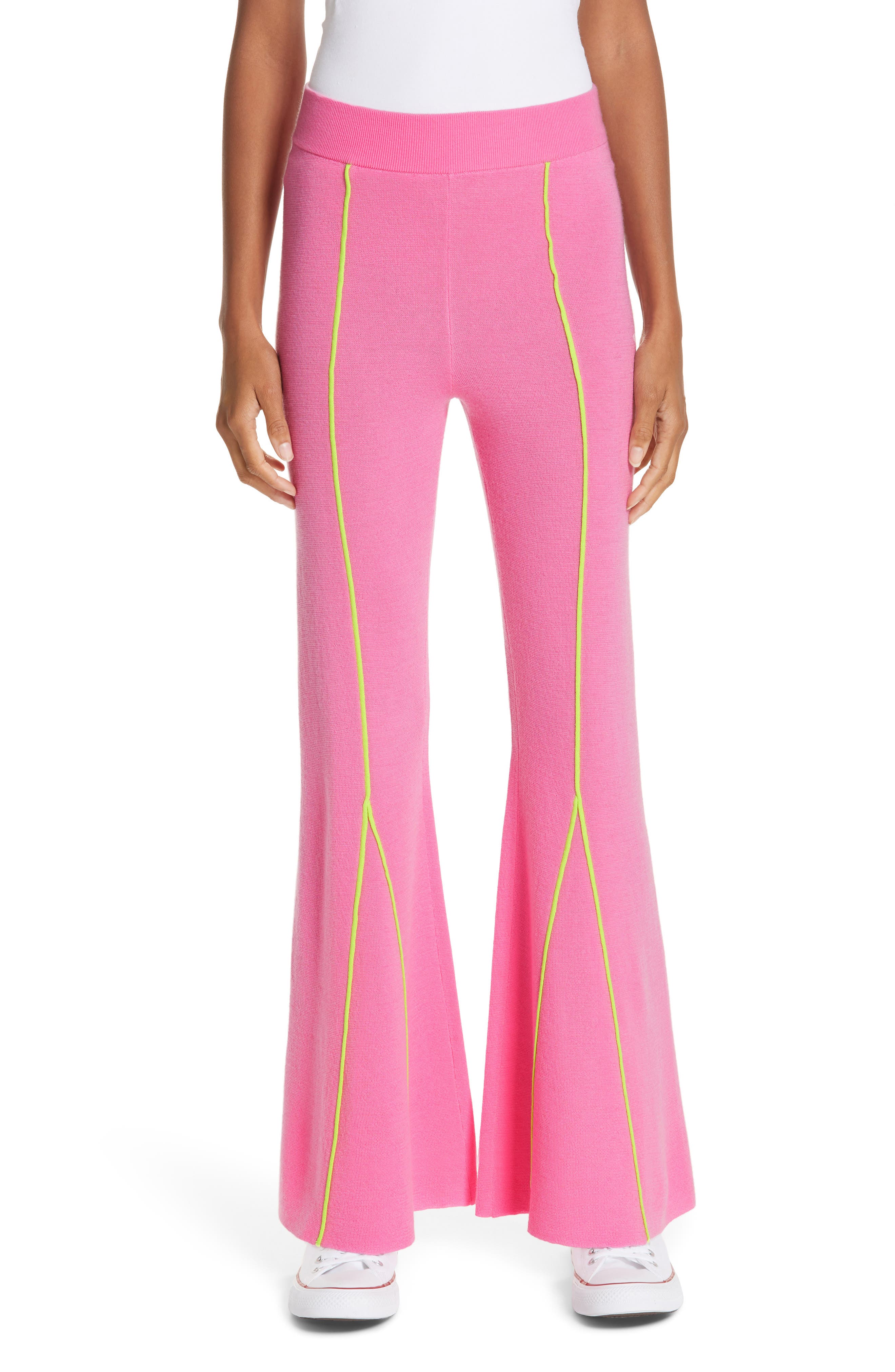 Victor Glemaud Knitted Flare Wool Pants, Pink