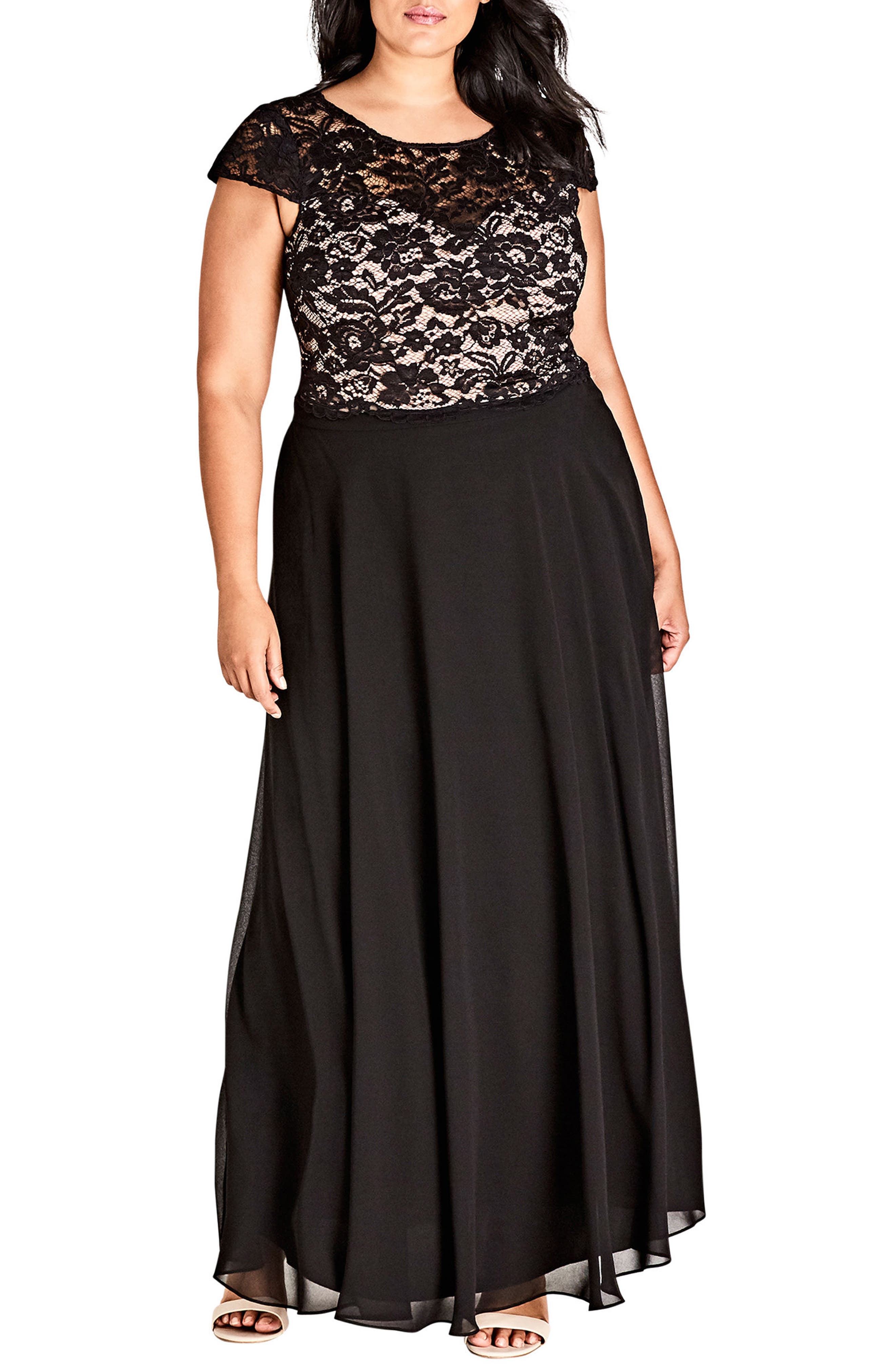 Plus Size City Chic Elegance Maxi Dress Set, Black