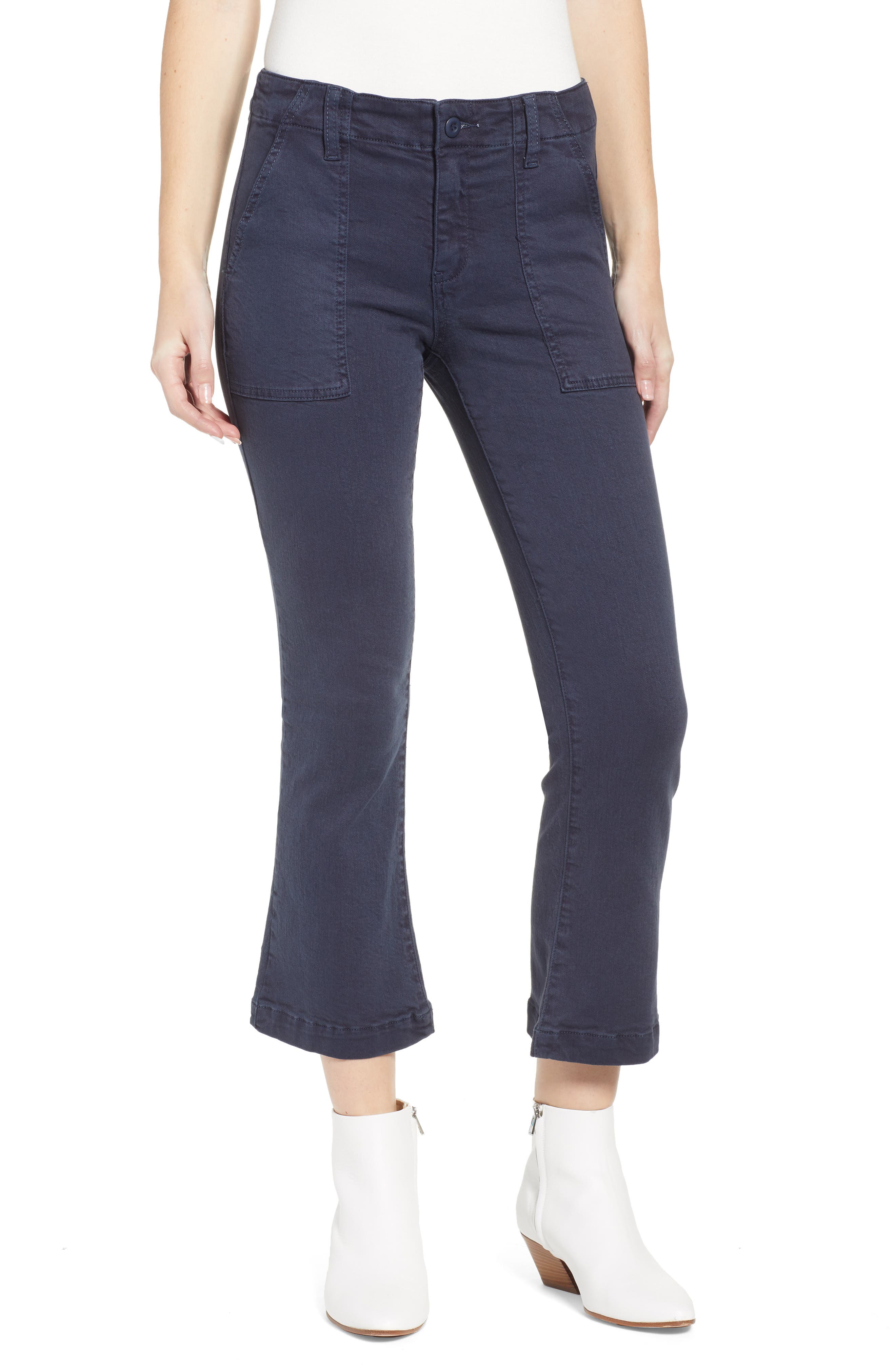 Blanknyc Twill Kick Flare Pants, Blue