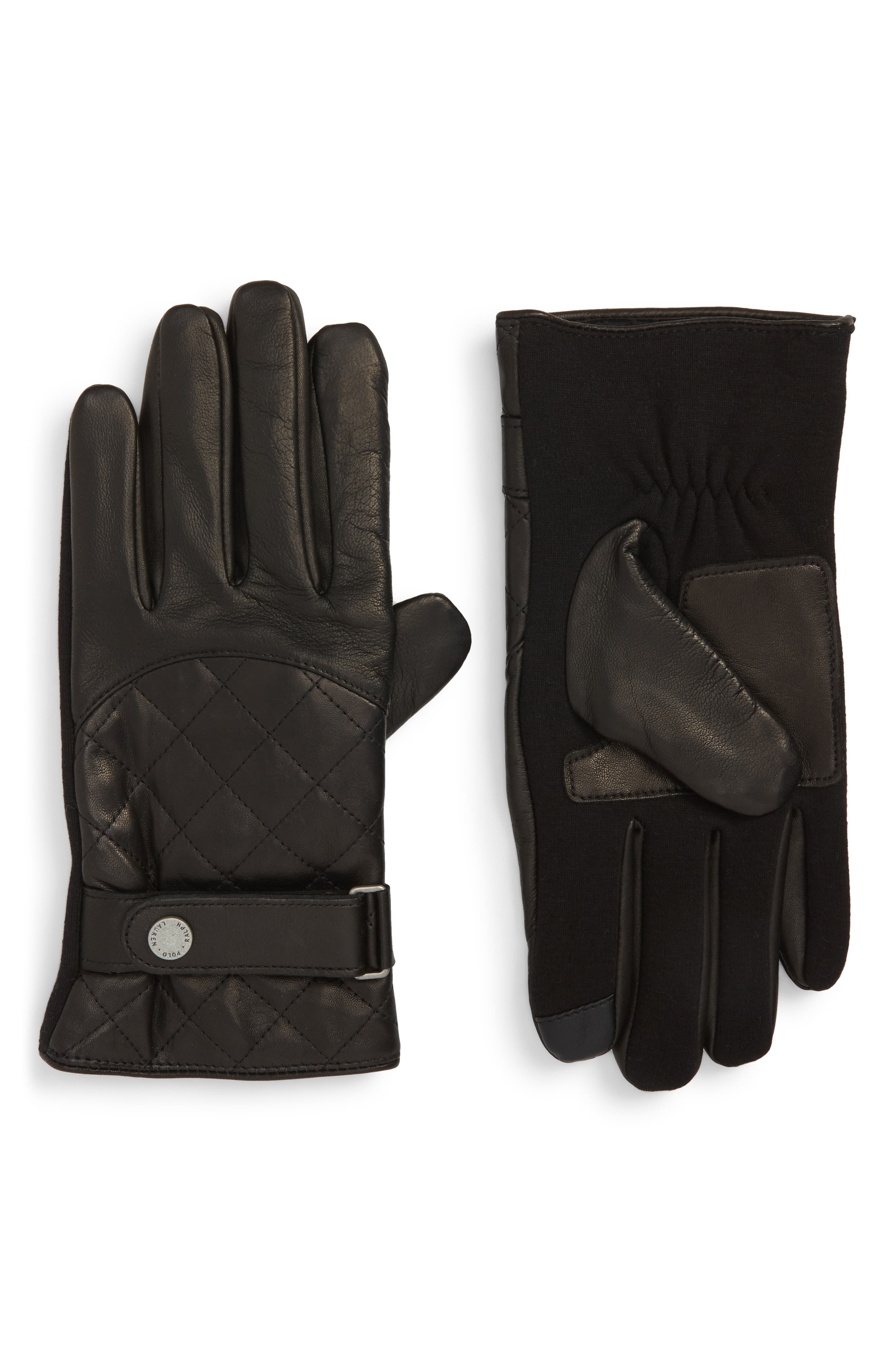 Polo Ralph Lauren Quilted Leather Gloves, Black