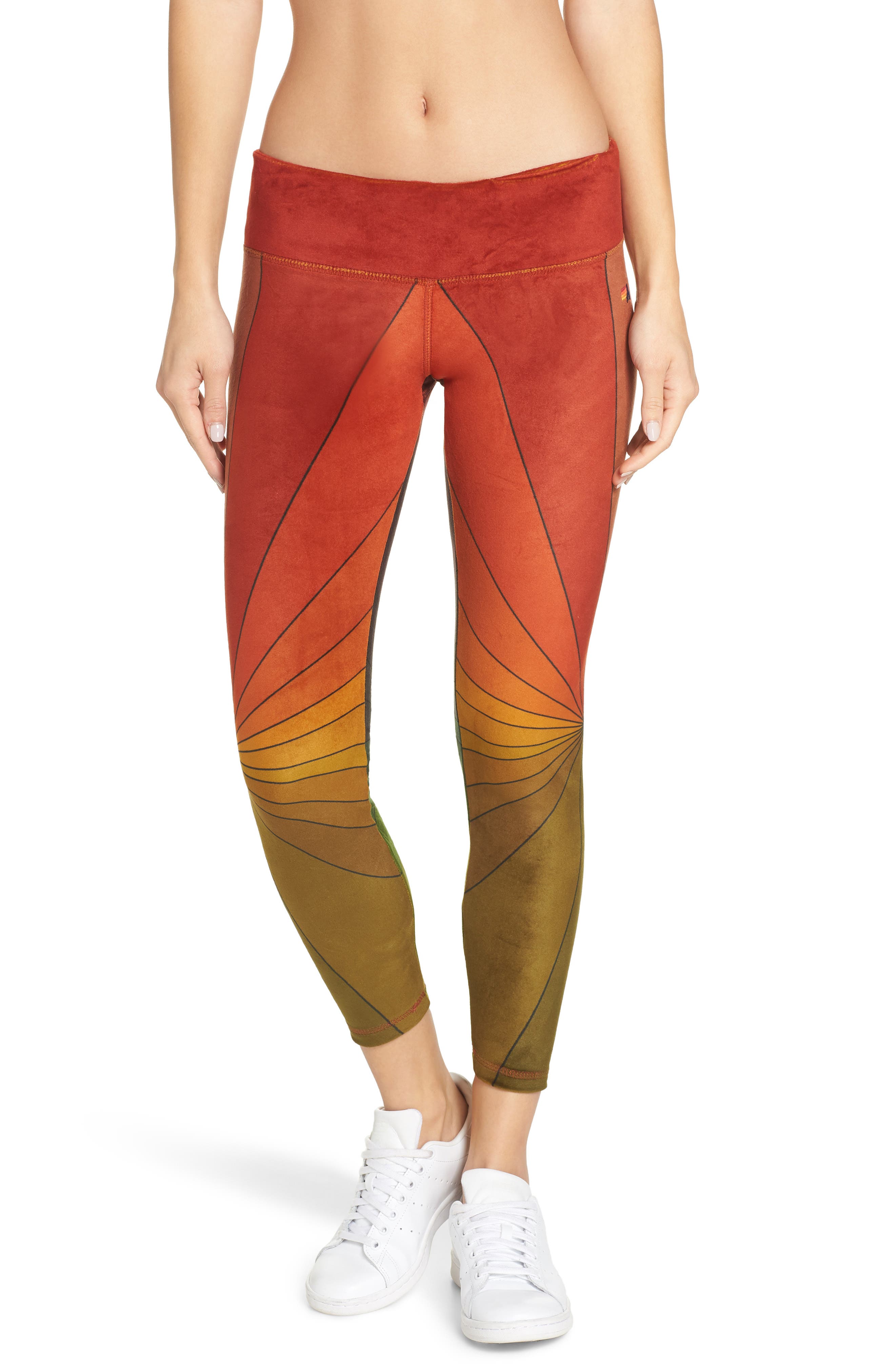 Aviator Nation Rainbow Sunburst Velour Leggings