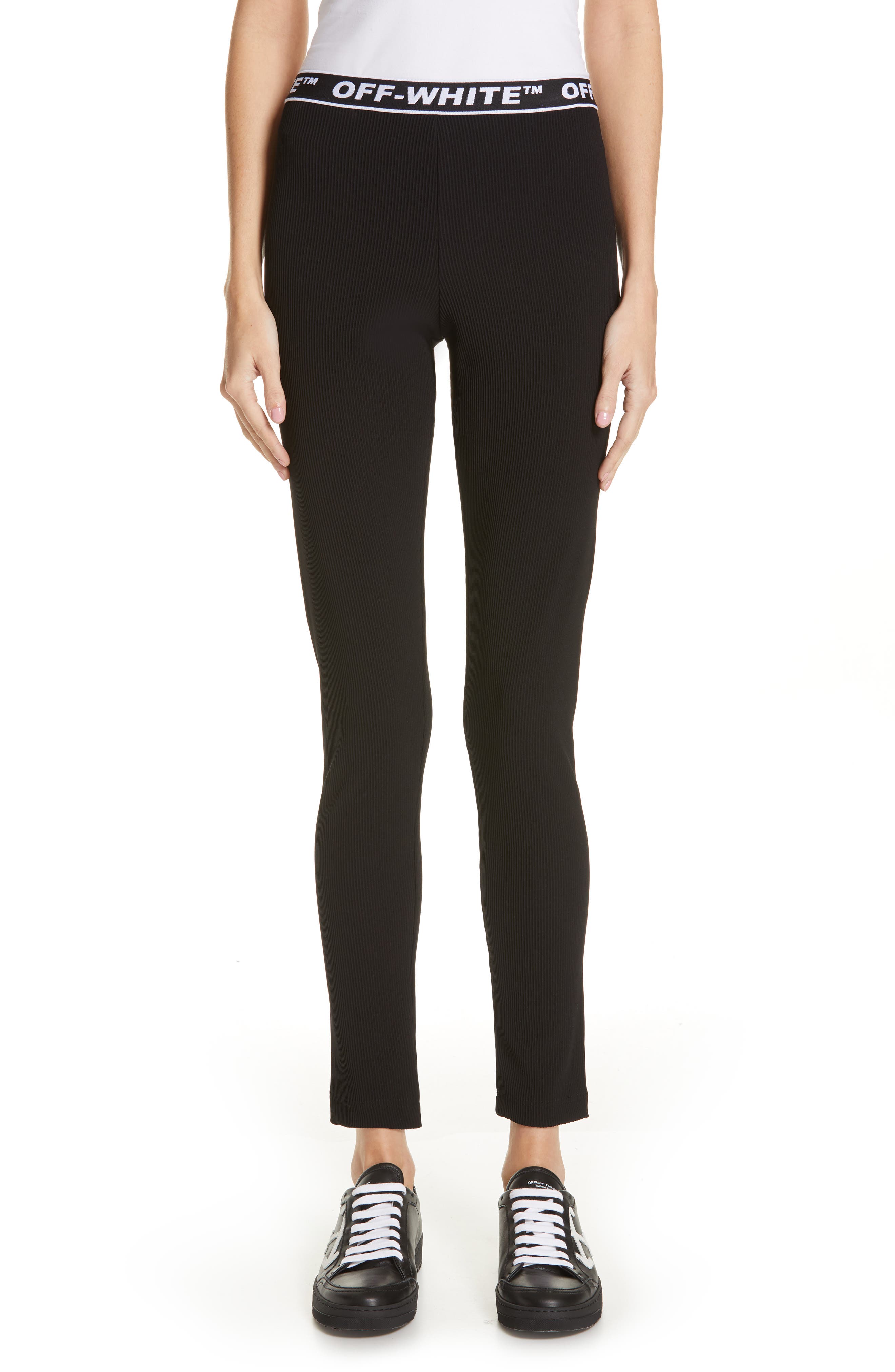 Off-White Ribbed Leggings, US / 42 IT - Black